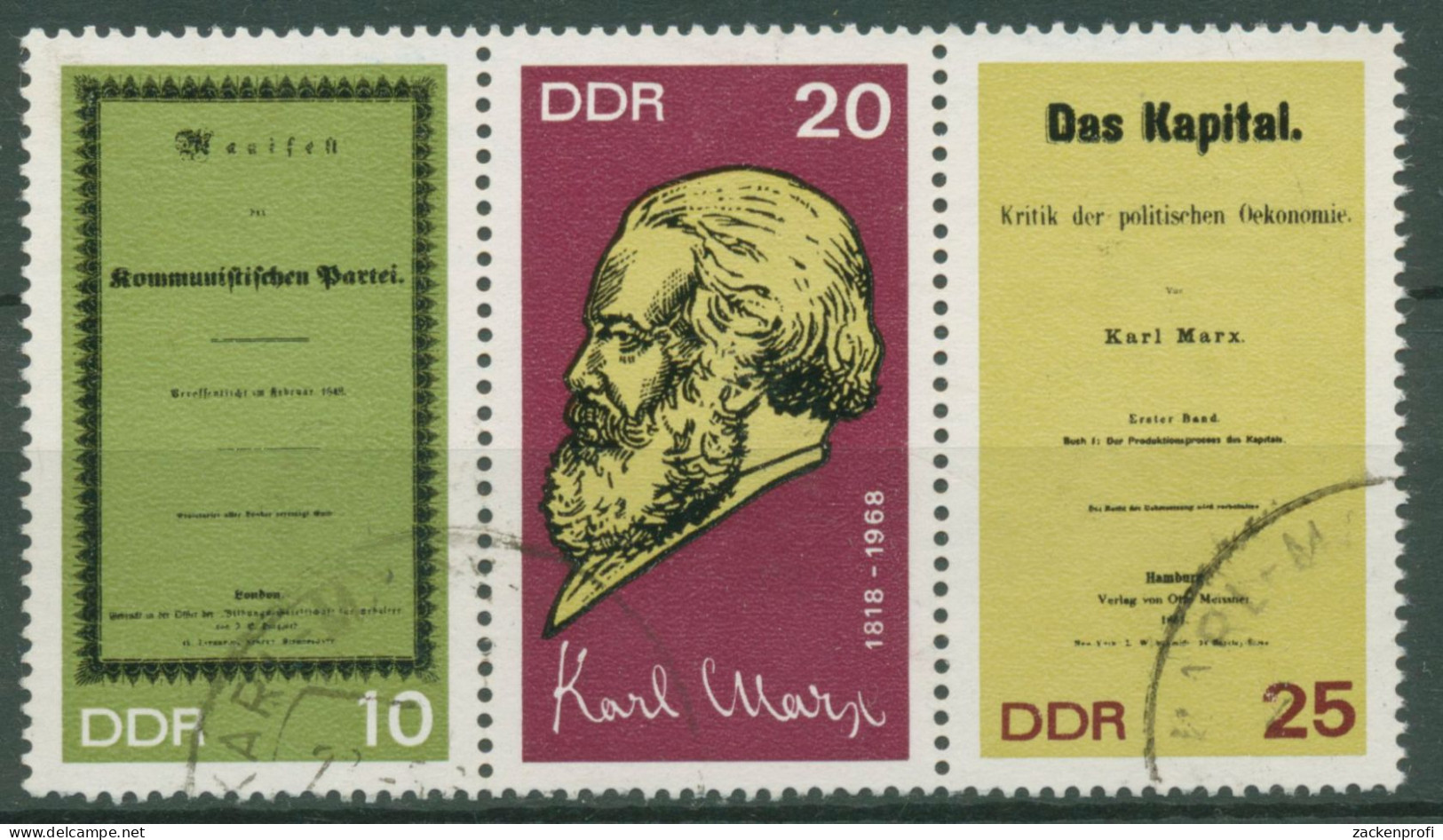 DDR 1968 Karl Marx Das Kapital 1365/67 A ZD Gestempelt - Used Stamps