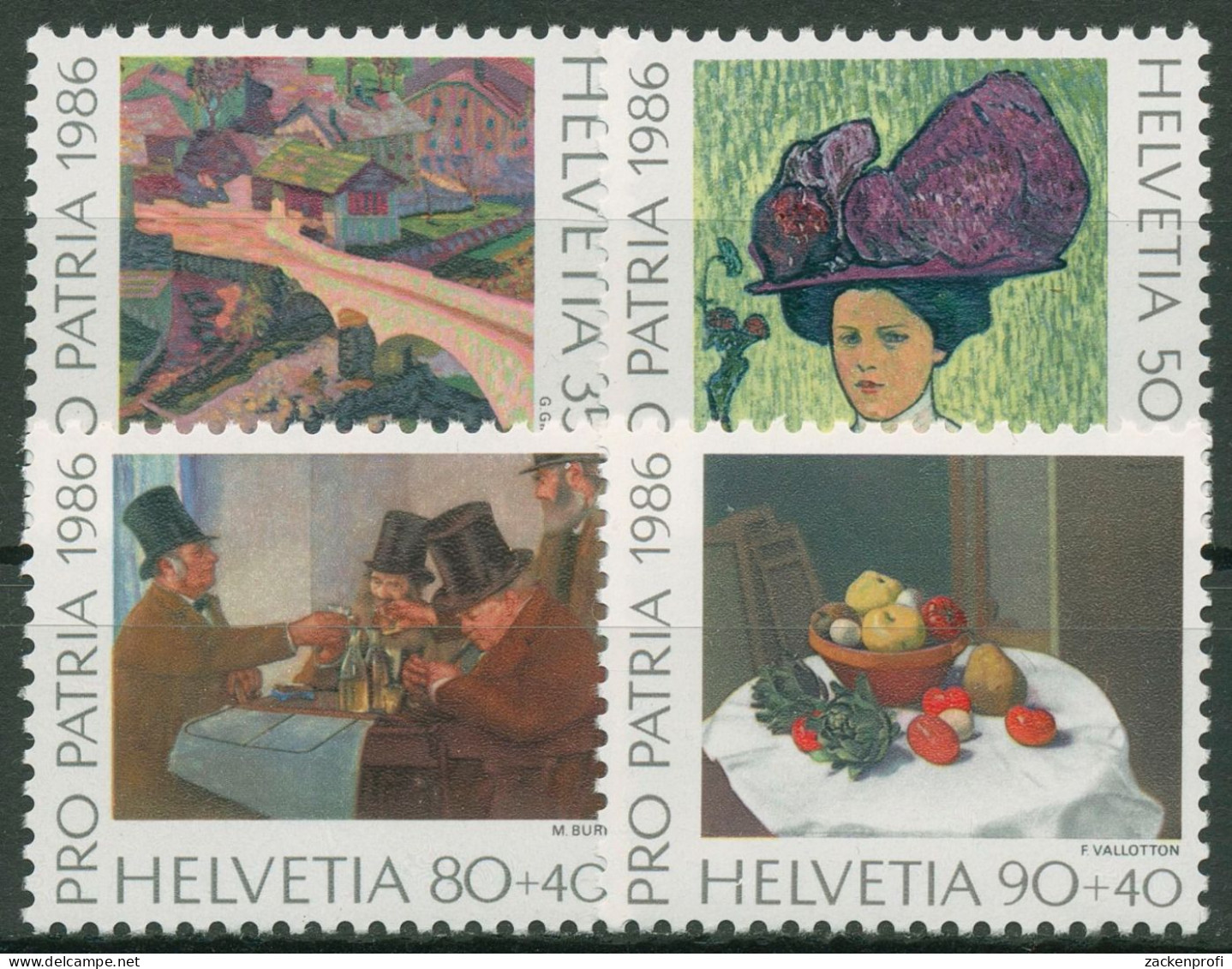 Schweiz 1986 Pro Patria Museumsschätze Gemälde 1317/20 Postfrisch - Unused Stamps
