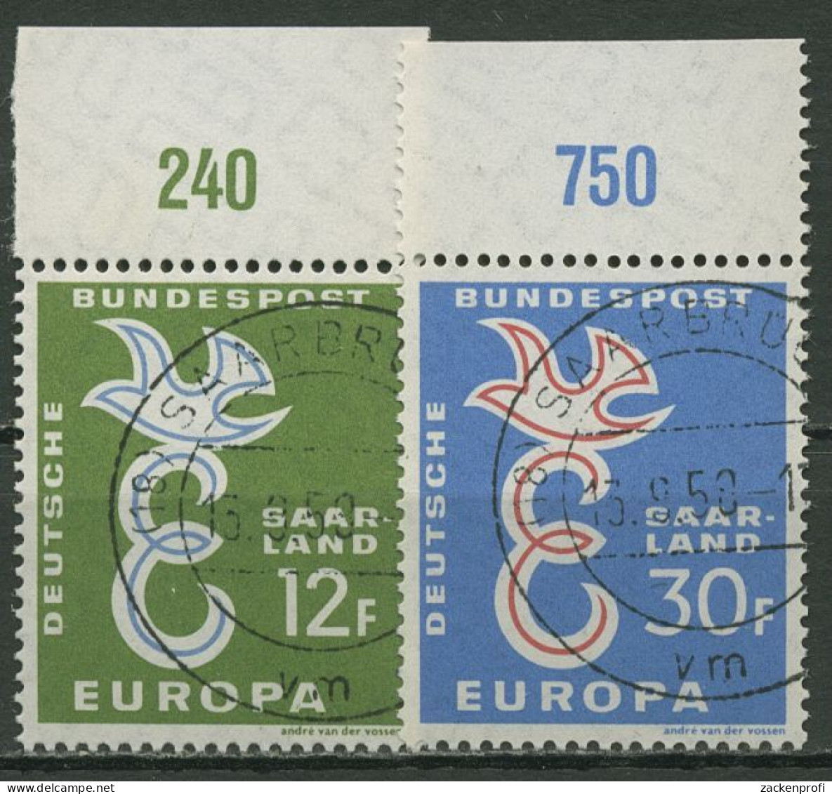 OPD Saarbrücken 1958 Europa Mit Oberrand 439/40 OR Gestempelt - Usati