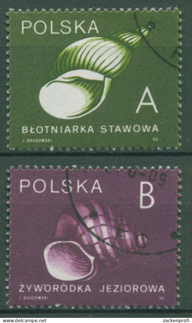 Polen 1990 Inlandspost Tiere Schnecken 3273/74 C Gestempelt - Oblitérés