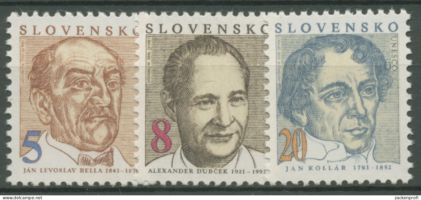 Slowakei 1993 Persönlichkeiten Künstler 171/73 Postfrisch - Neufs