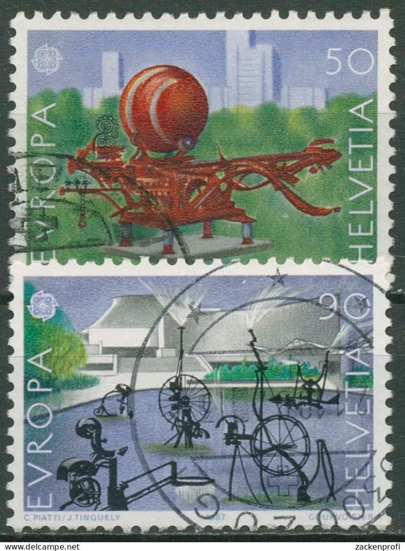 Schweiz 1987 Europa CEPT Moderne Architektur Skulptur Brunnen 1349/50 Gestempelt - Used Stamps