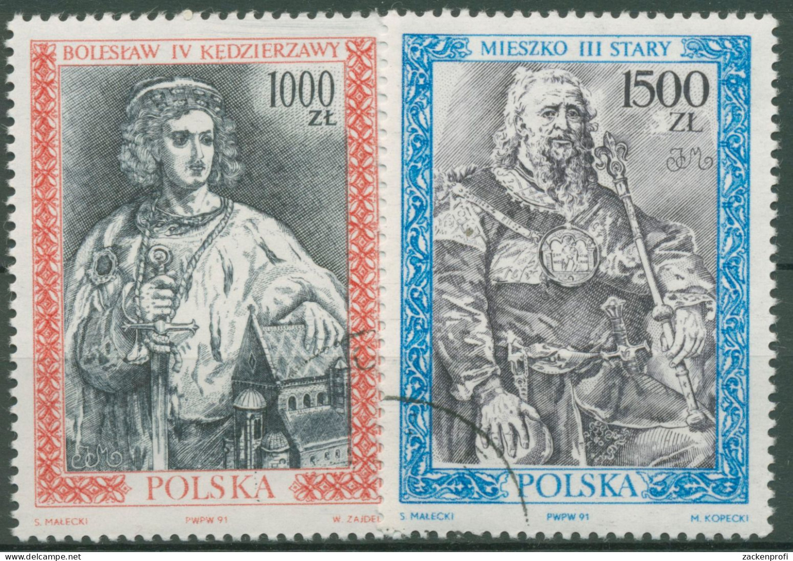 Polen 1991 Herrscher Herzöge 3326/27 Gestempelt - Used Stamps