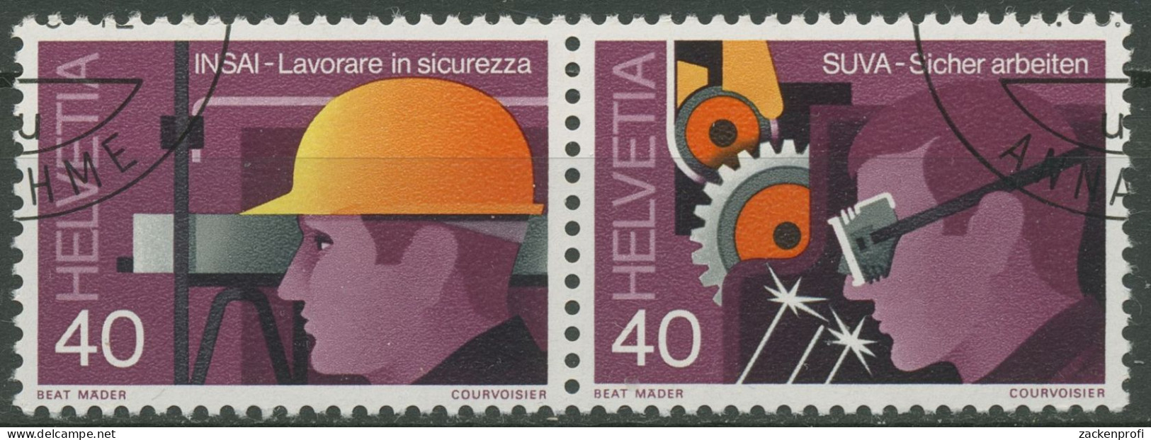 Schweiz 1978 Sicherheit Am Arbeitsplatz 1136/34 W ZD 27 Gestempelt - Used Stamps
