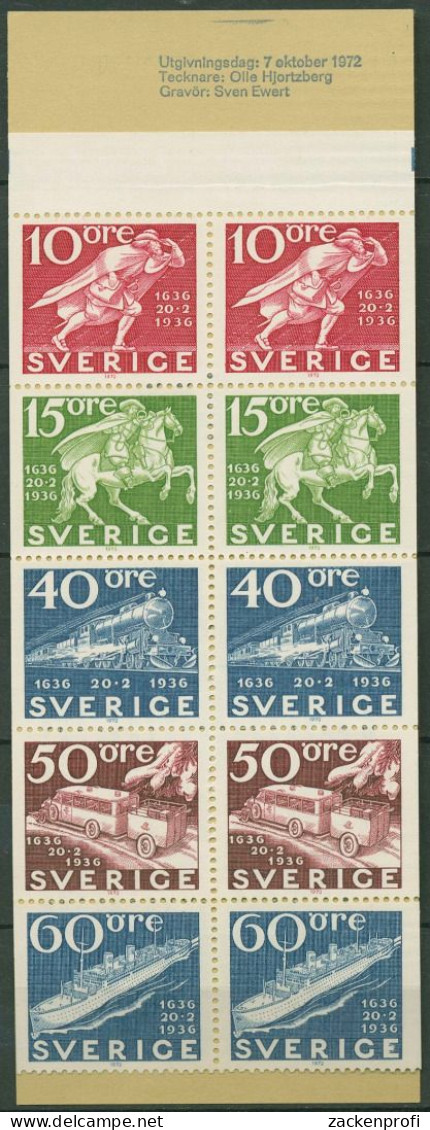 Schweden 1972 STOCKHOLMIA Postfahrzeuge Markenheftchen MH 35 Postfrisch (C60541) - 1951-80