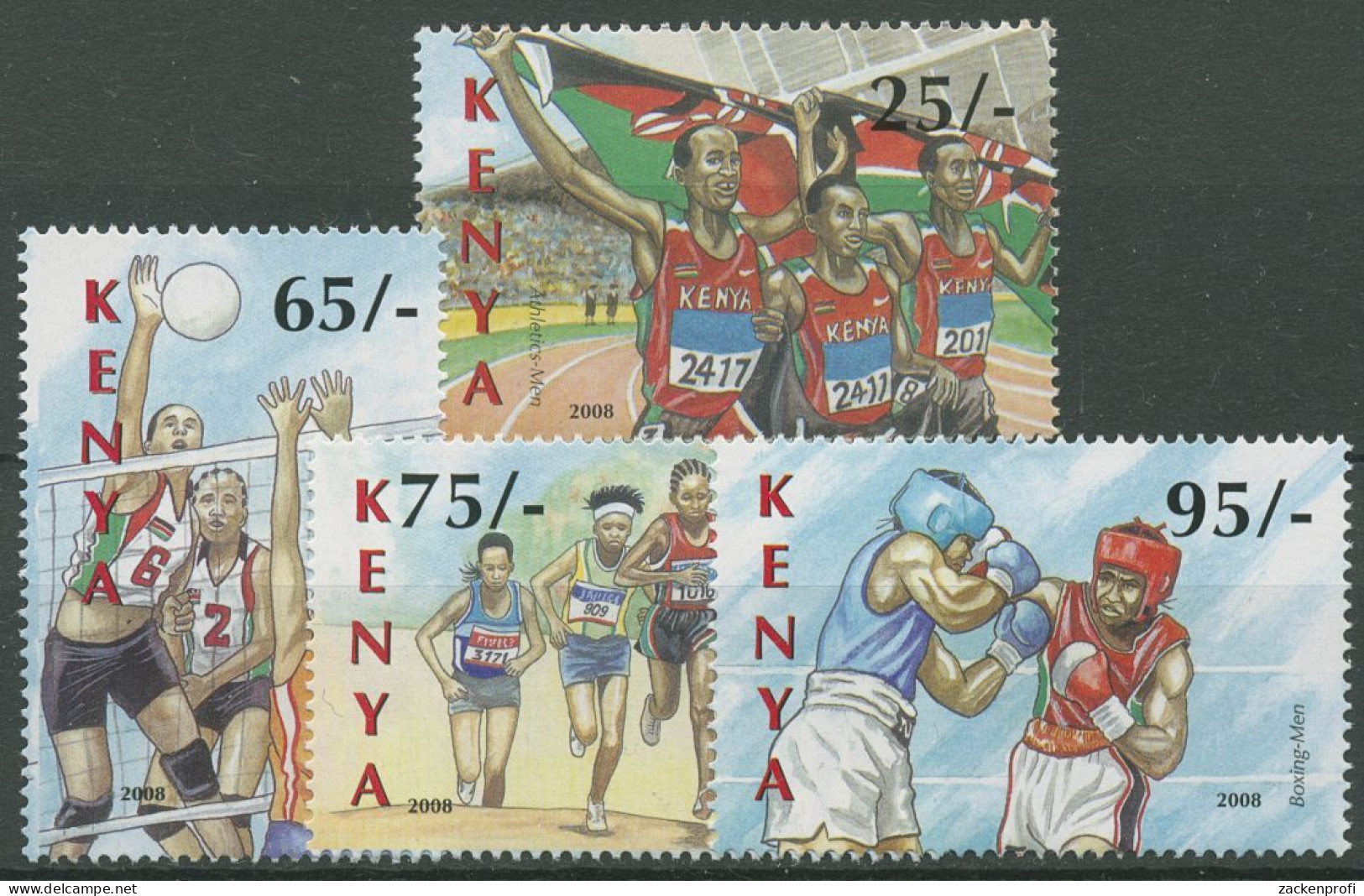 Kenia 2008 Olympische Spiele Peking Boxen Volleyball 819/22 Postfrisch - Kenya (1963-...)