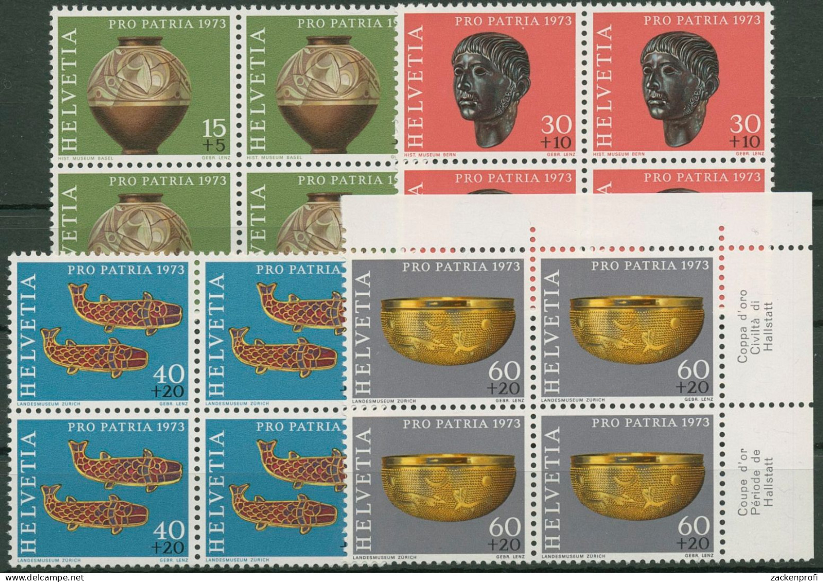 Schweiz 1973 Pro Patria Archäologische Funde 996/99 4er-Block Postfrisch - Ungebraucht