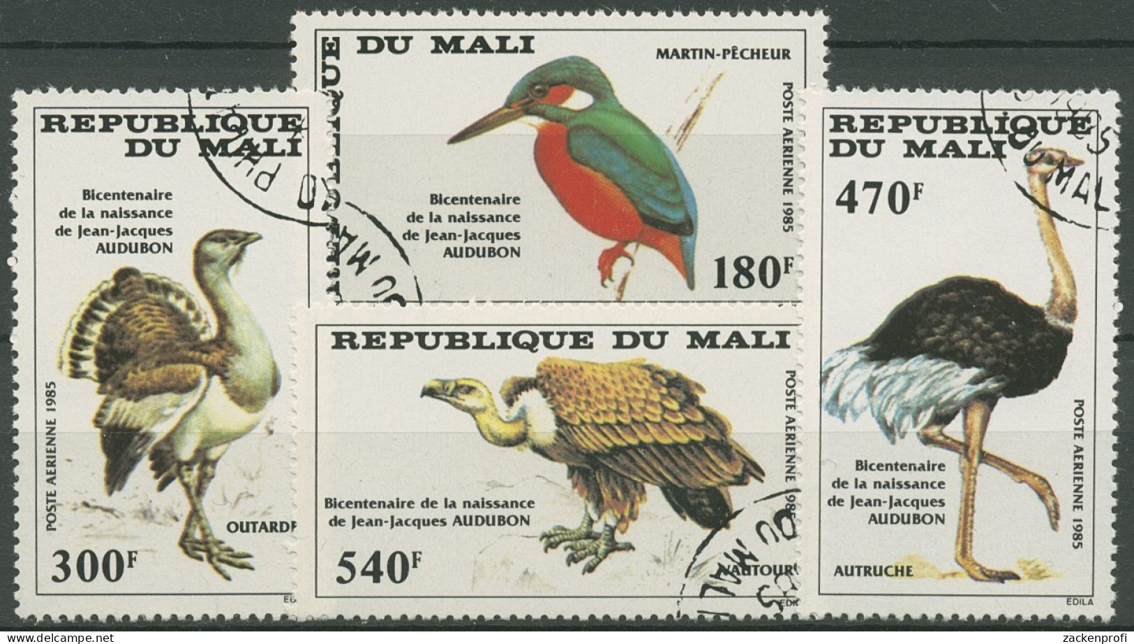 Mali 1985 Vögel Gänsegeier Eisvogel Großtrappe 1046/49 Gestempelt - Mali (1959-...)