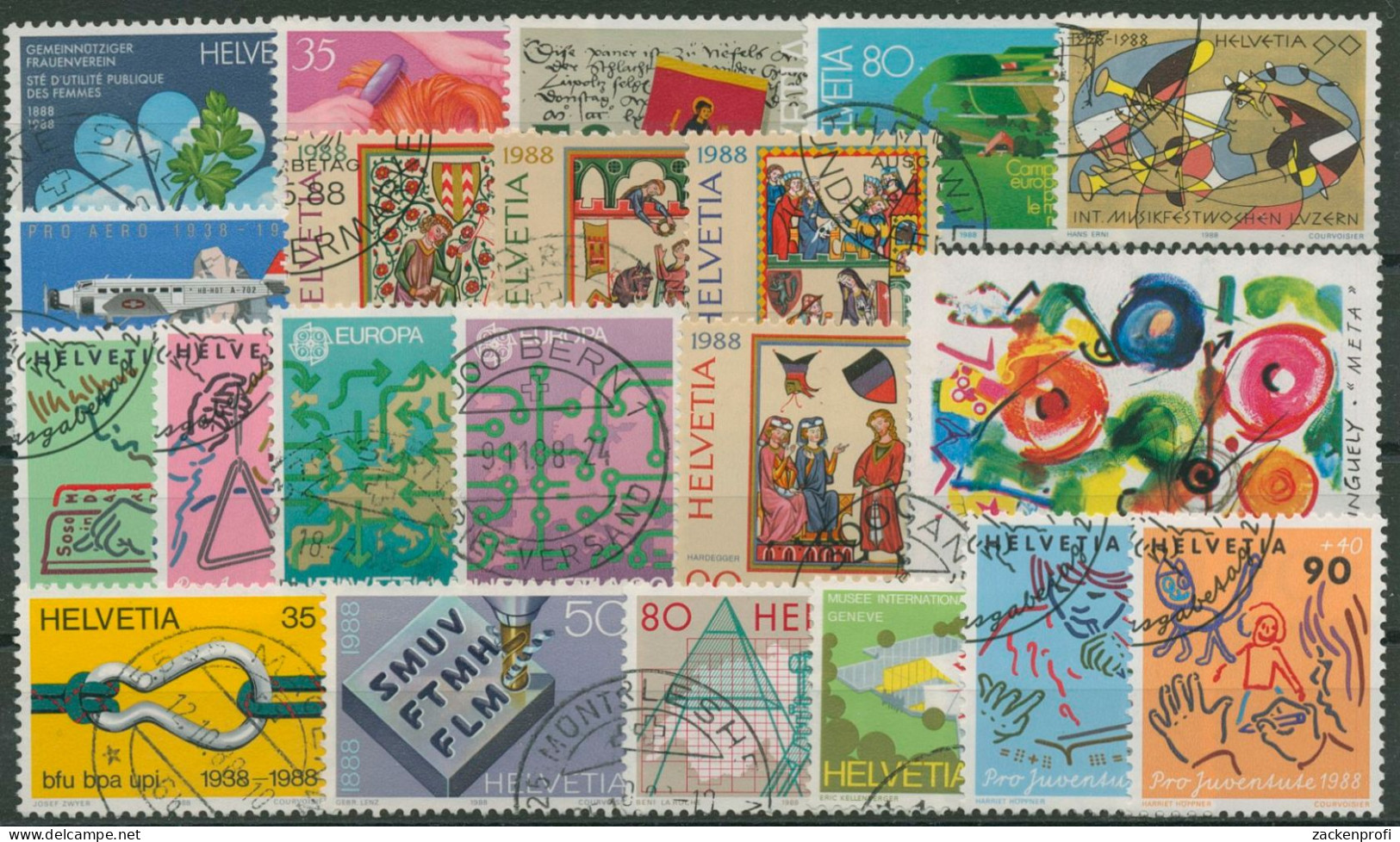 Schweiz Jahrgang 1988 Komplett (1364/84) Gestempelt (G60033) - Used Stamps