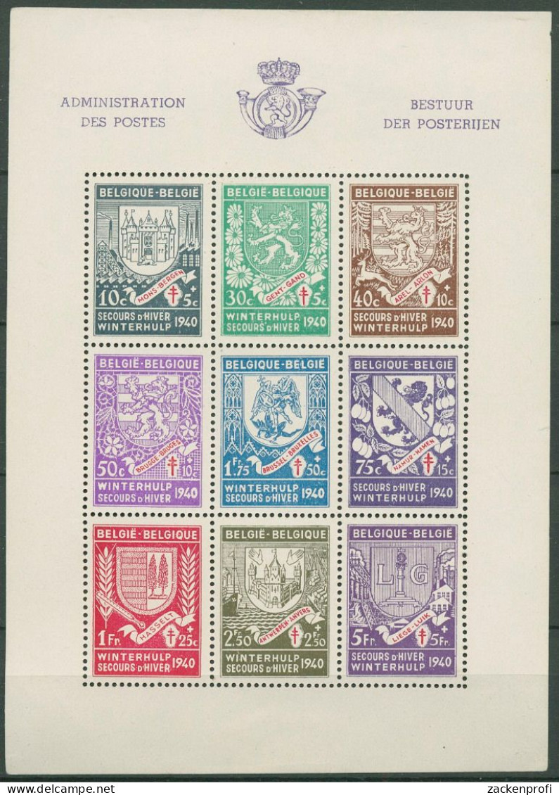 Belgien 1941 Winterhilfe Stadtwappen Block 9 Mit Falz, Marken Postfrisch (C40688) - 1924-1960