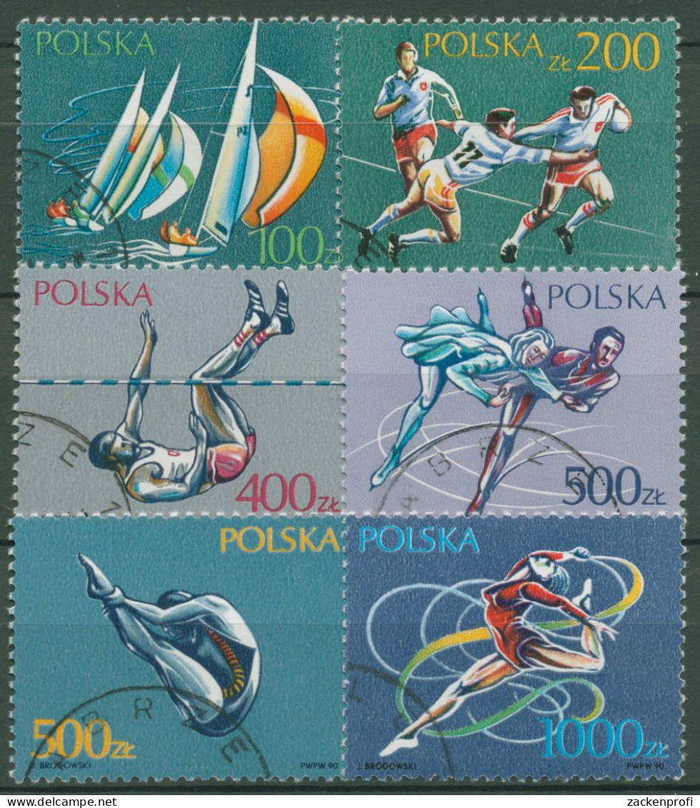 Polen 1990 Sport Segeln Eiskunstlauf Leichtathletik 3258/63 Gestempelt - Oblitérés