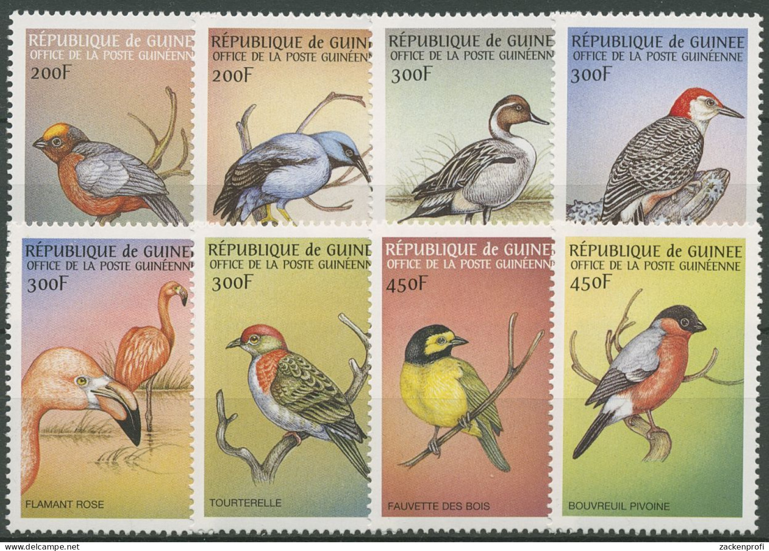 Guinea 1999 Vögel Aus Aller Welt Specht Dompfaff 2561/68 Postfrisch - República De Guinea (1958-...)