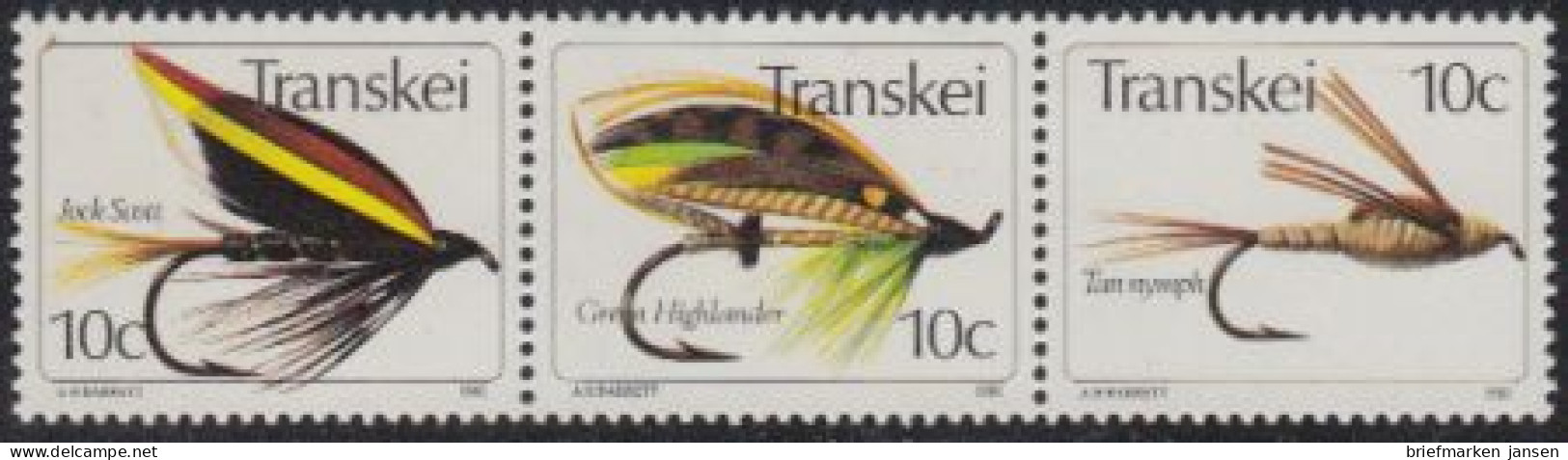 Südafrika - Transkei Mi.Nr. Zdr.87,86,85 Waag. Künstliche Fliegen  - Andere & Zonder Classificatie