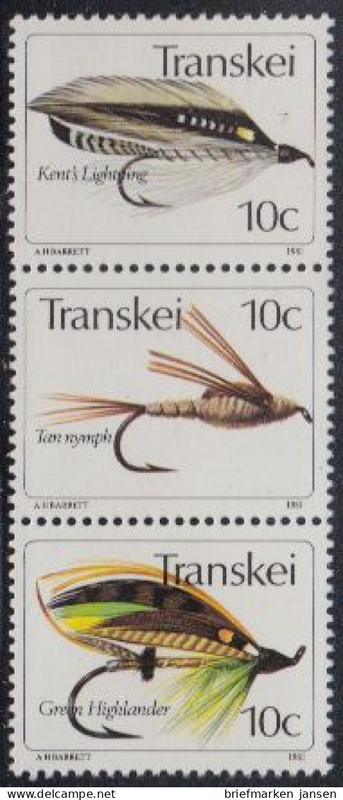 Südafrika - Transkei Mi.Nr. Zdr.84,85,86 Senkr. Künstliche Fliegen  - Other & Unclassified