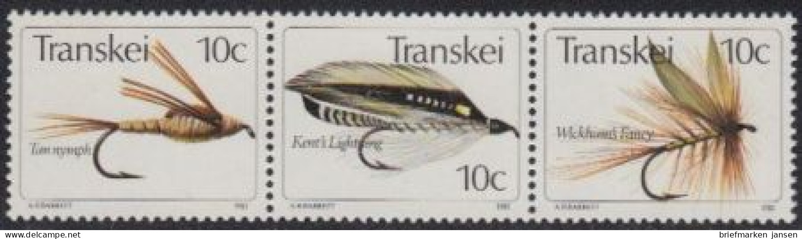 Südafrika - Transkei Mi.Nr. Zdr.85,84,83 Waag. Künstliche Fliegen  - Autres & Non Classés
