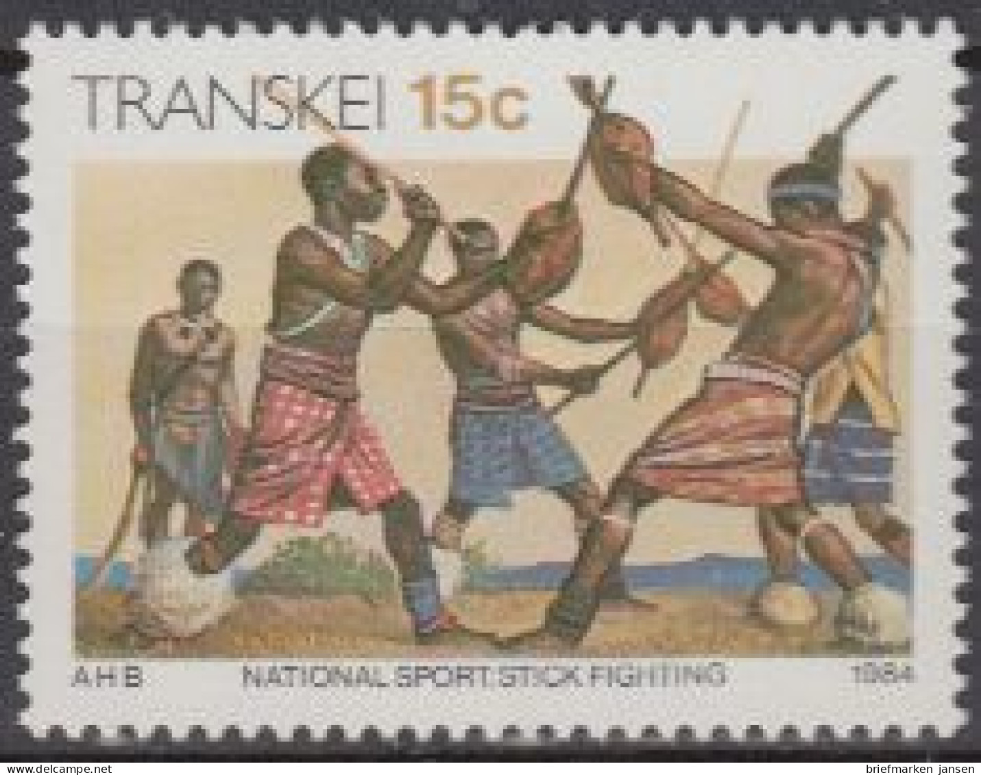 Südafrika - Transkei Mi.Nr. 148y Freim. Kultur Der Xhosa, Stockfechten (15) - Andere & Zonder Classificatie
