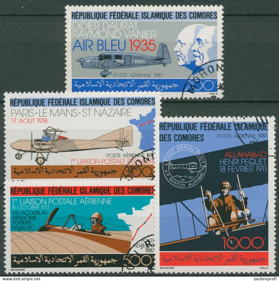 Komoren 1987 Jahrestage Der Fliegerei 803/06 Gestempelt - Comores (1975-...)