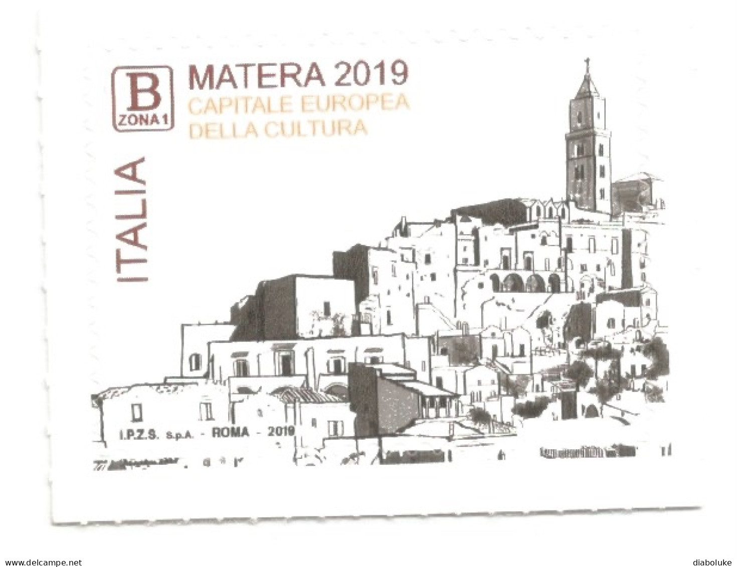 (REPUBBLICA ITALIANA) 2019, MATERA CAPITALE EUROPEA DELLA CULTURA - Serie Di 1 Francobollo Nuovo MNH - 2011-20: Mint/hinged