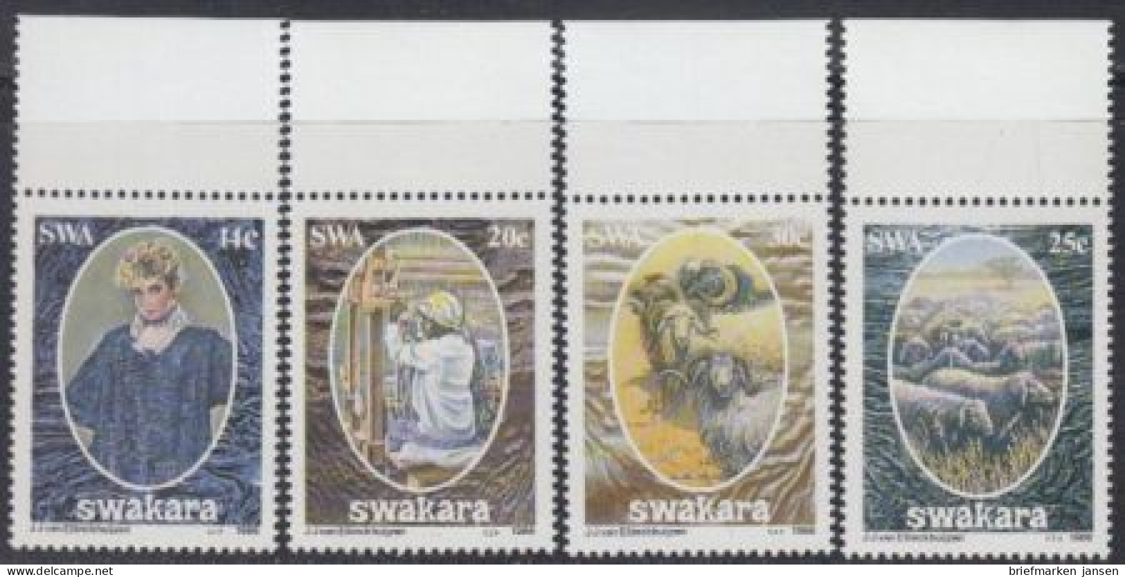 Südwestafrika Mi.Nr. 592-95 Karakulpelzwirtschaft (4 Werte) - Namibia (1990- ...)