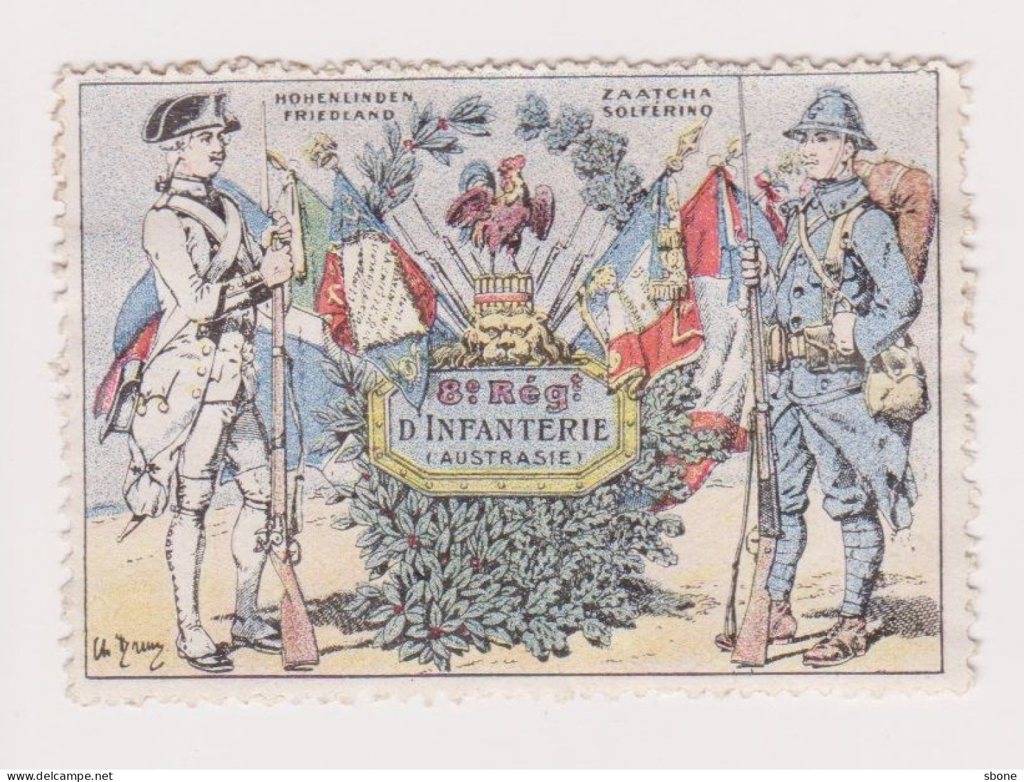 Vignette Militaire Delandre - 8ème Régiment D'infanterie - Vignettes Militaires