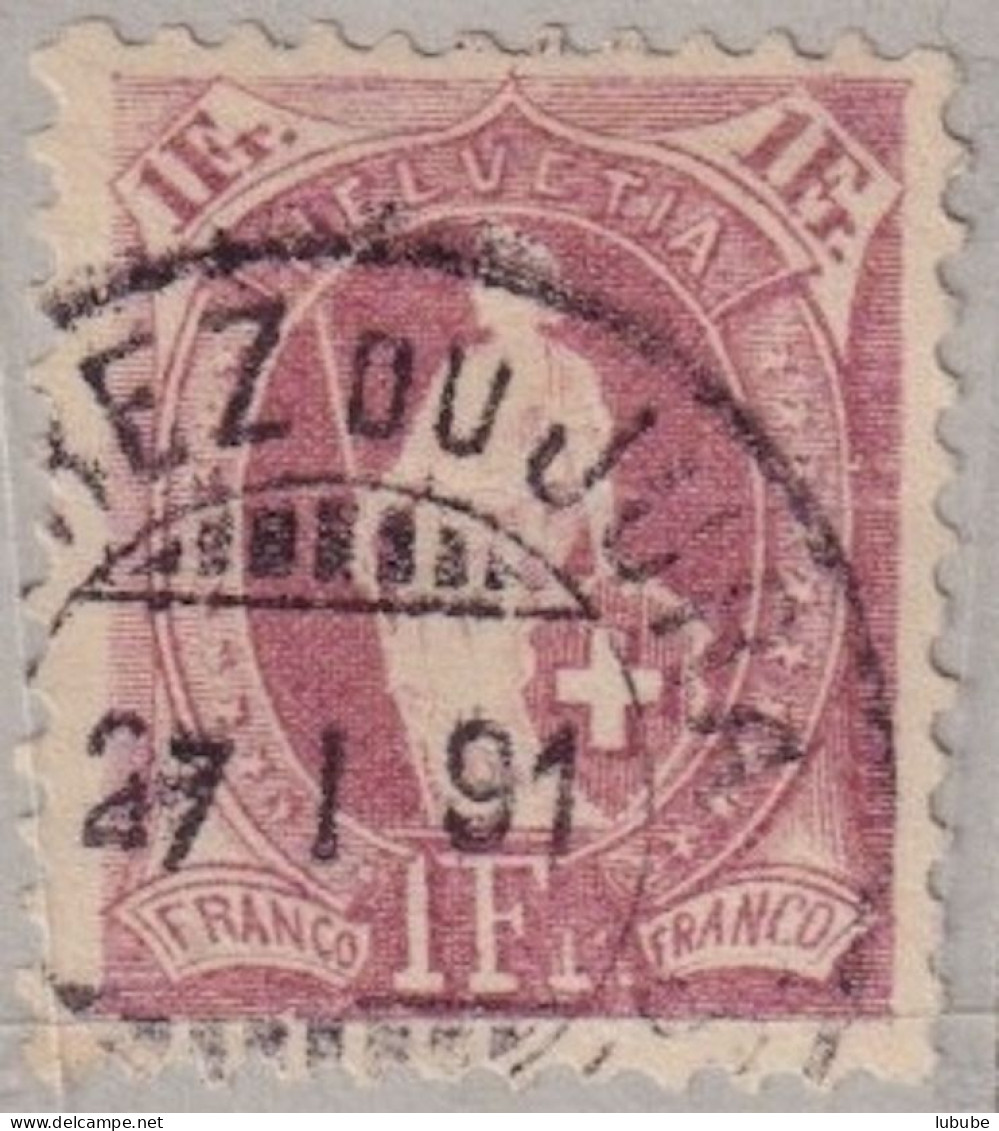 Stehende Helvetia 71A, 1 Fr.lila  MOREZ DU JURA        1891 - Gebraucht