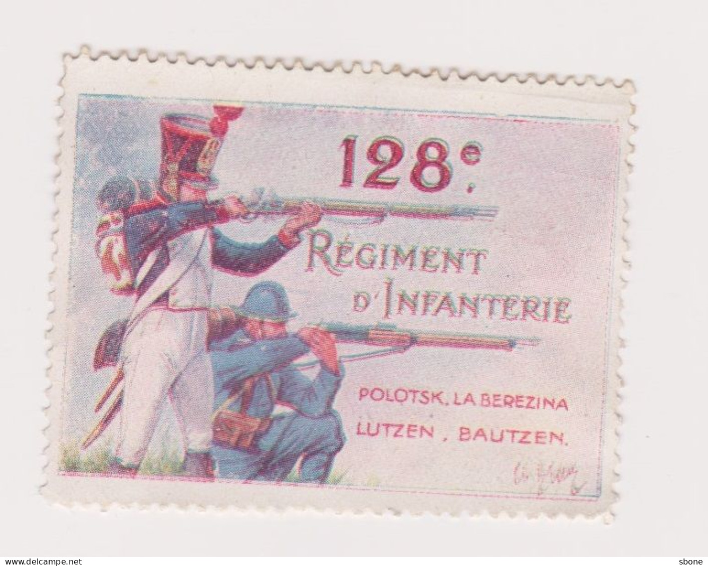 Vignette Militaire Delandre - 128ème Régiment D'infanterie - Vignette Militari