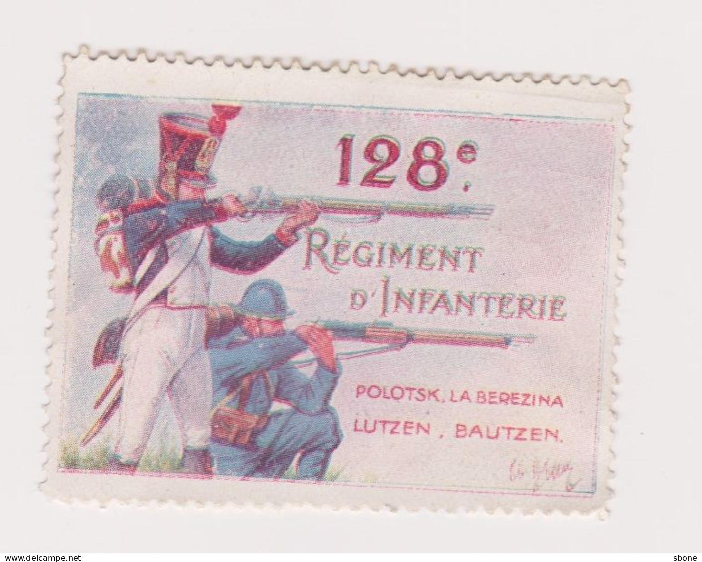 Vignette Militaire Delandre - 128ème Régiment D'infanterie - Vignettes Militaires