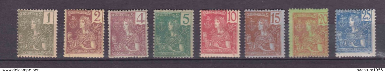 INDOCHINE - Lot 8 Timbres Neuf* 1904 - 1906  Type Grasset FR-IC 24 - FR-IC 31 - Unused Stamps