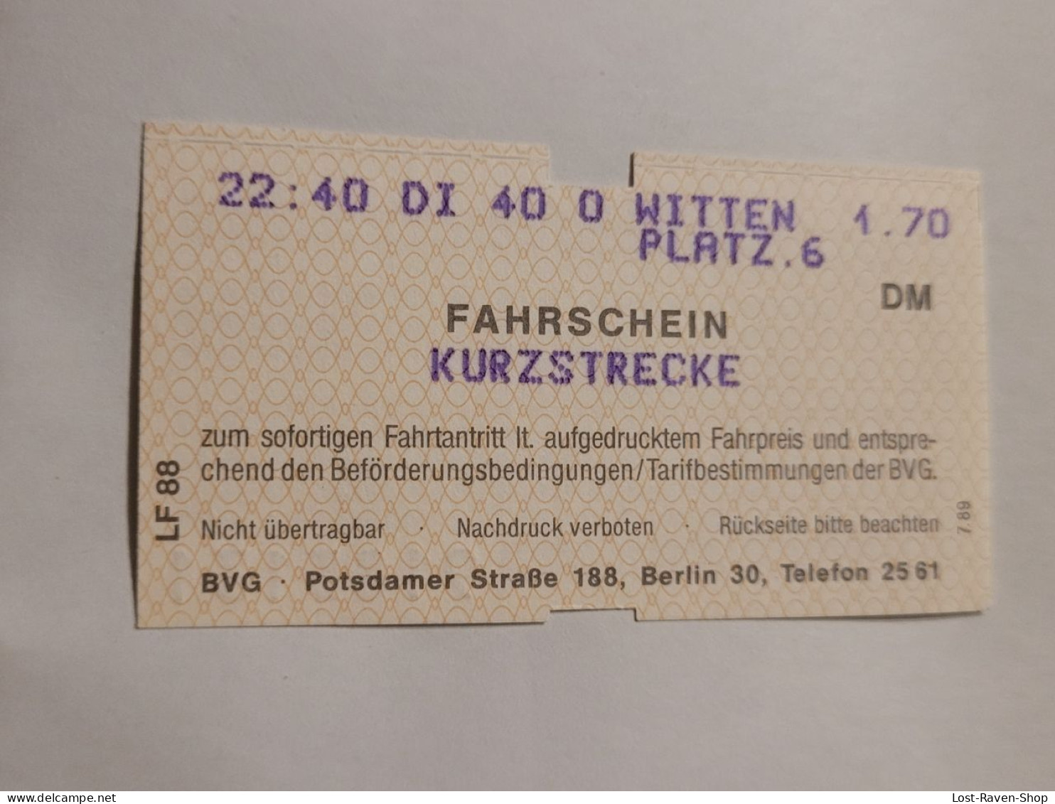 Fahrschein - Kurzstrecke - Unclassified