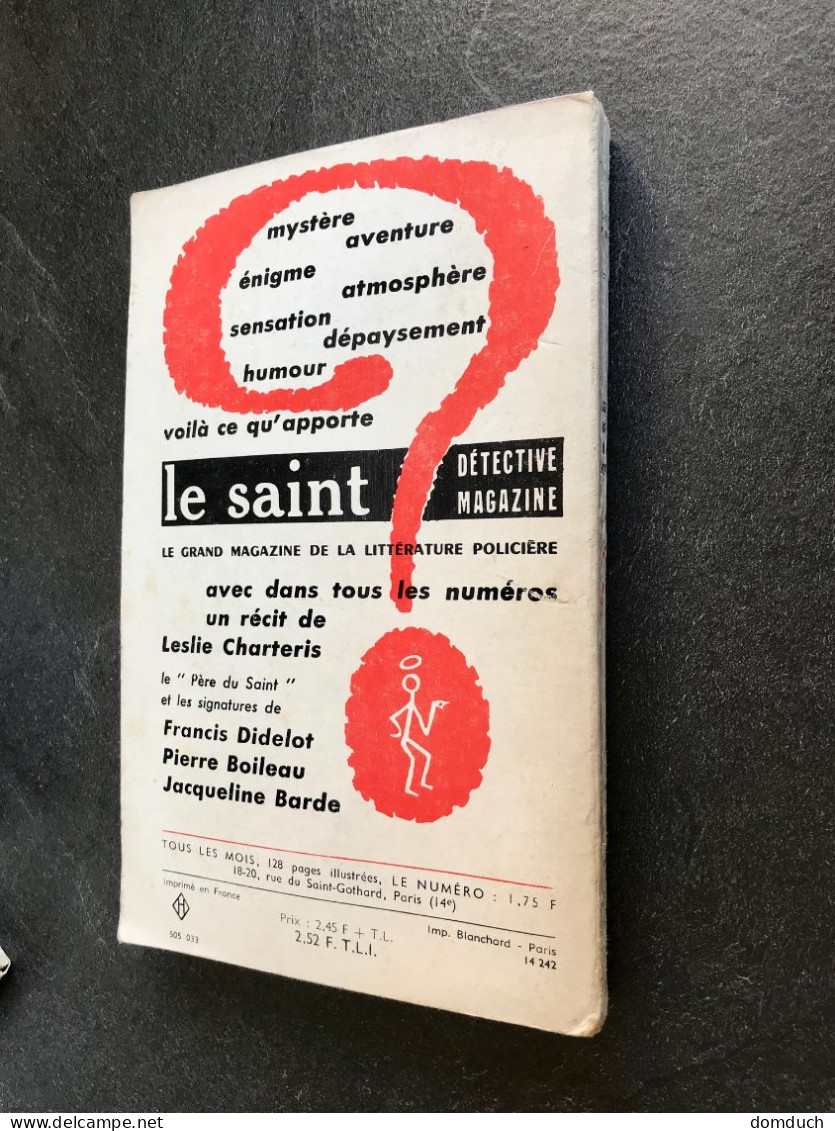 Collection LE SAINT     LE SAINT PARIE SUR LA MORT    Leslie CHARTERIS    Arthème Fayard - E.O. 1965 - Arthème Fayard - Le Saint