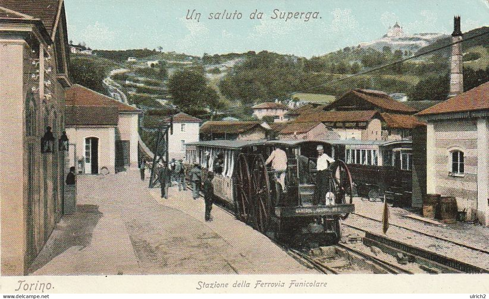 AK Un Saluto Da Superga - Stazione Della Ferrovia Funicolare - Ca. 1910 (68360) - Transportmiddelen