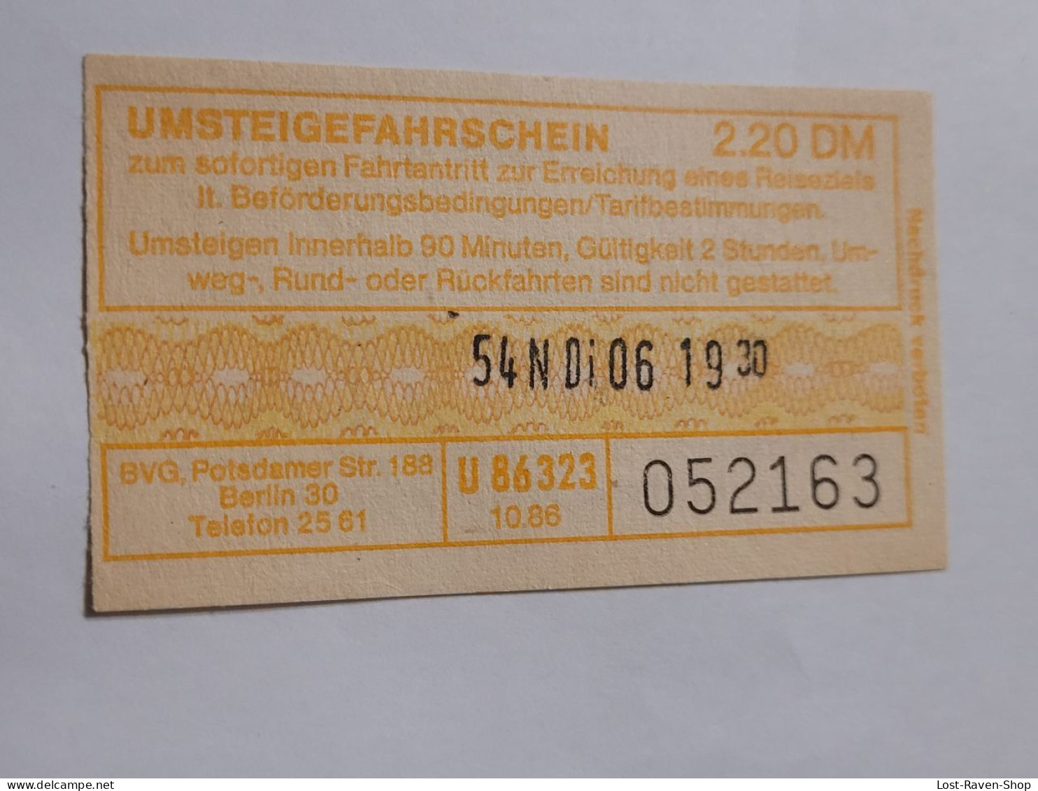 Umsteigefahrschein 01.02.1987 - Unclassified