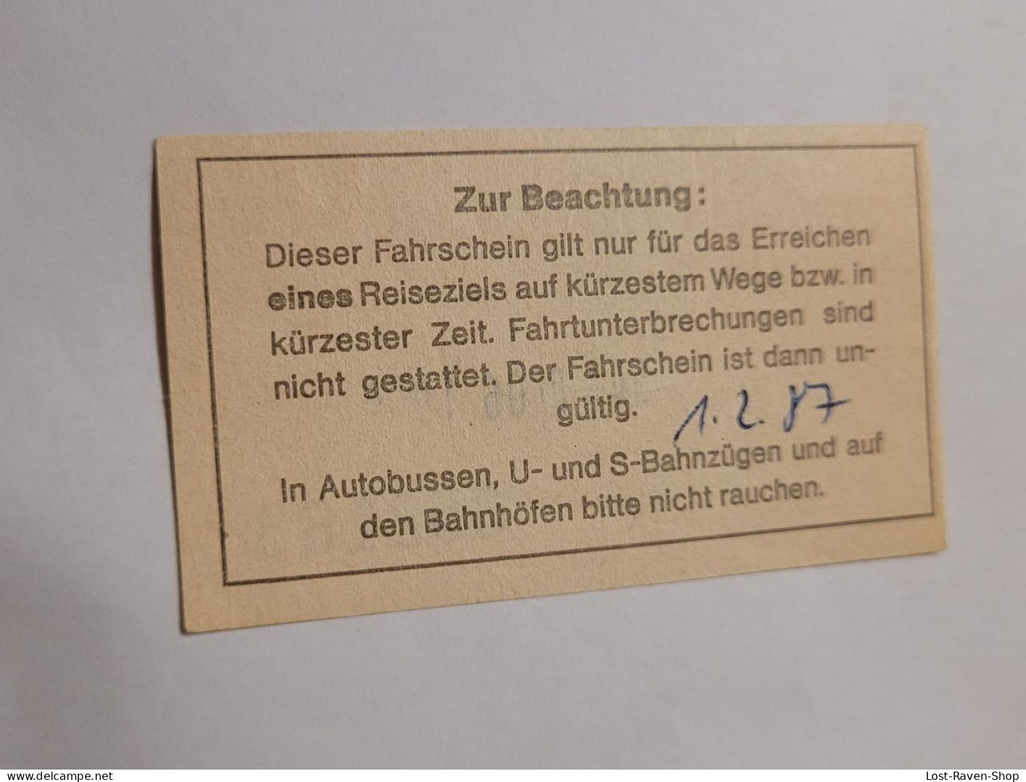 Umsteigefahrschein 01.02.1987 - Ohne Zuordnung