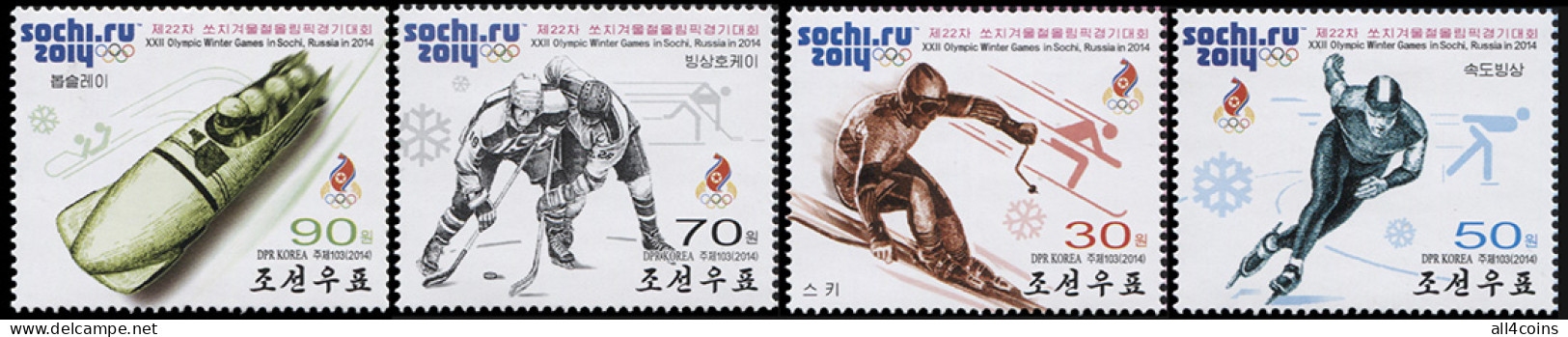 Korea 2014. Winter Olympic Games, Sochi 2014 (MNH OG) Set Of 4 Stamps - Corée Du Nord