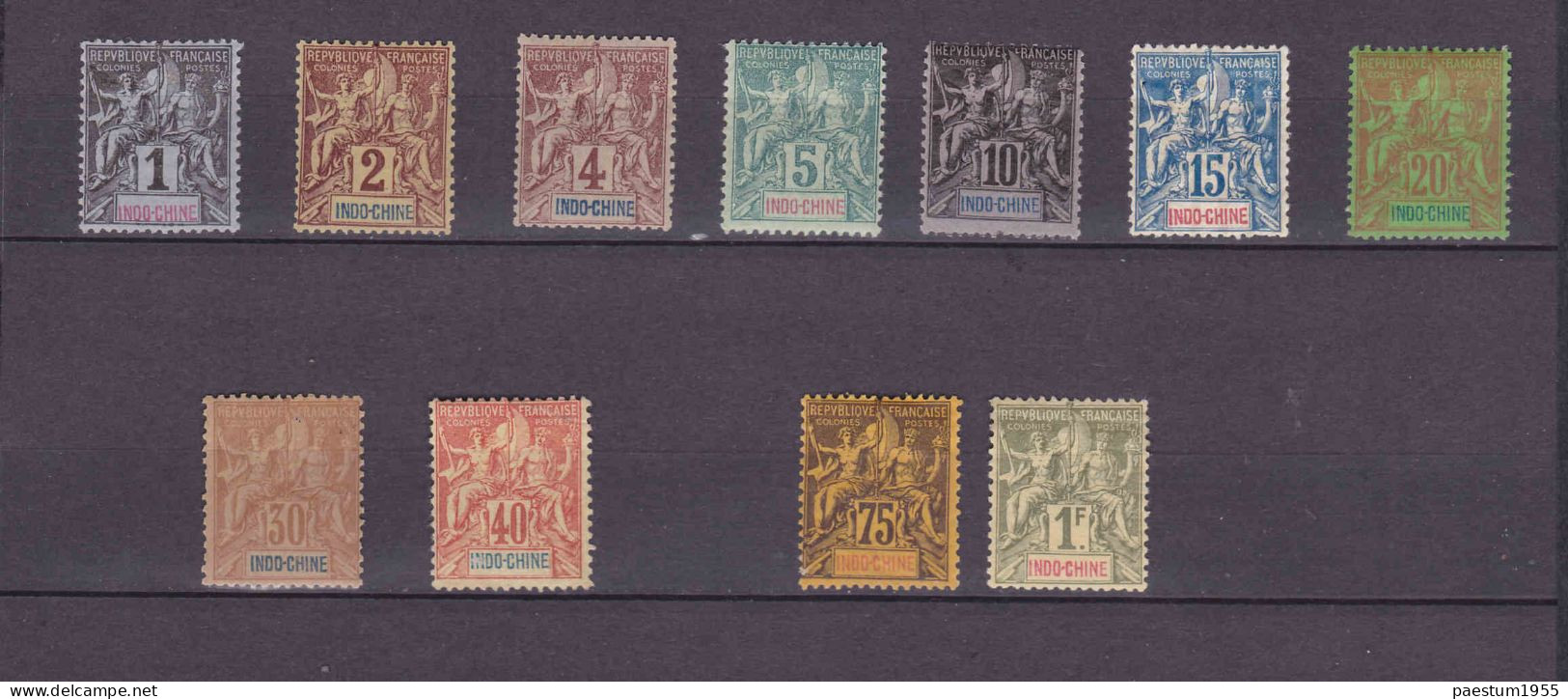 INDOCHINE - Lot 11 Timbres Neuf* 1892-1896 Type Groupe (voir Liste Et Photos ) - Unused Stamps