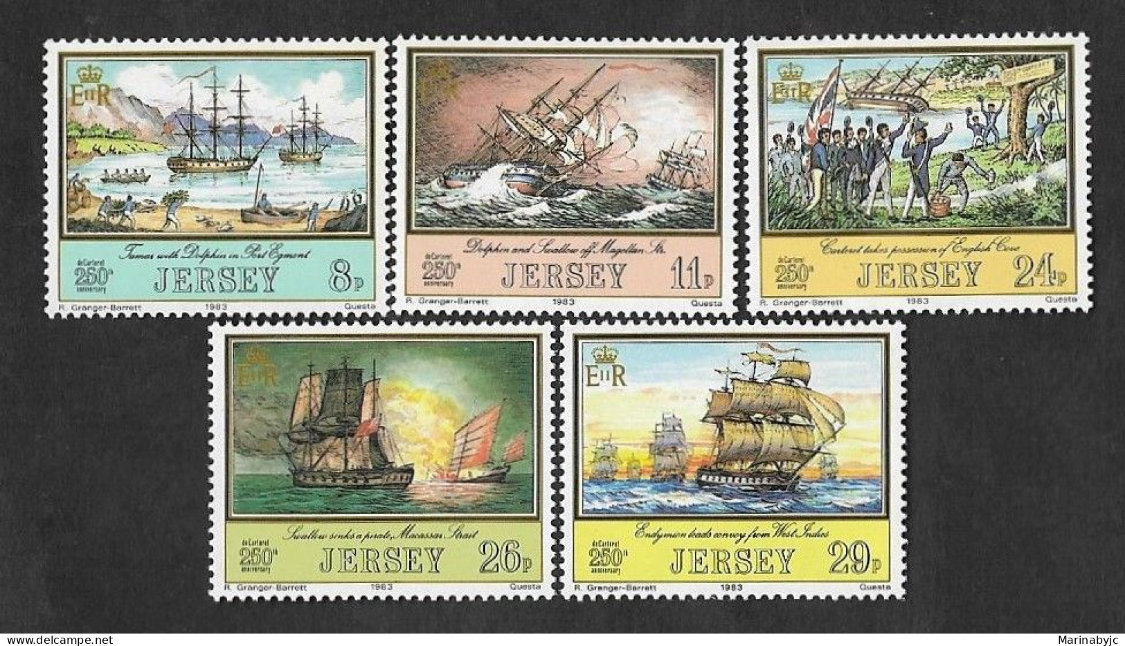 SE)1983 JERSEY SHORT BOAT SERIES, 5 STAMPS MNH - Jersey