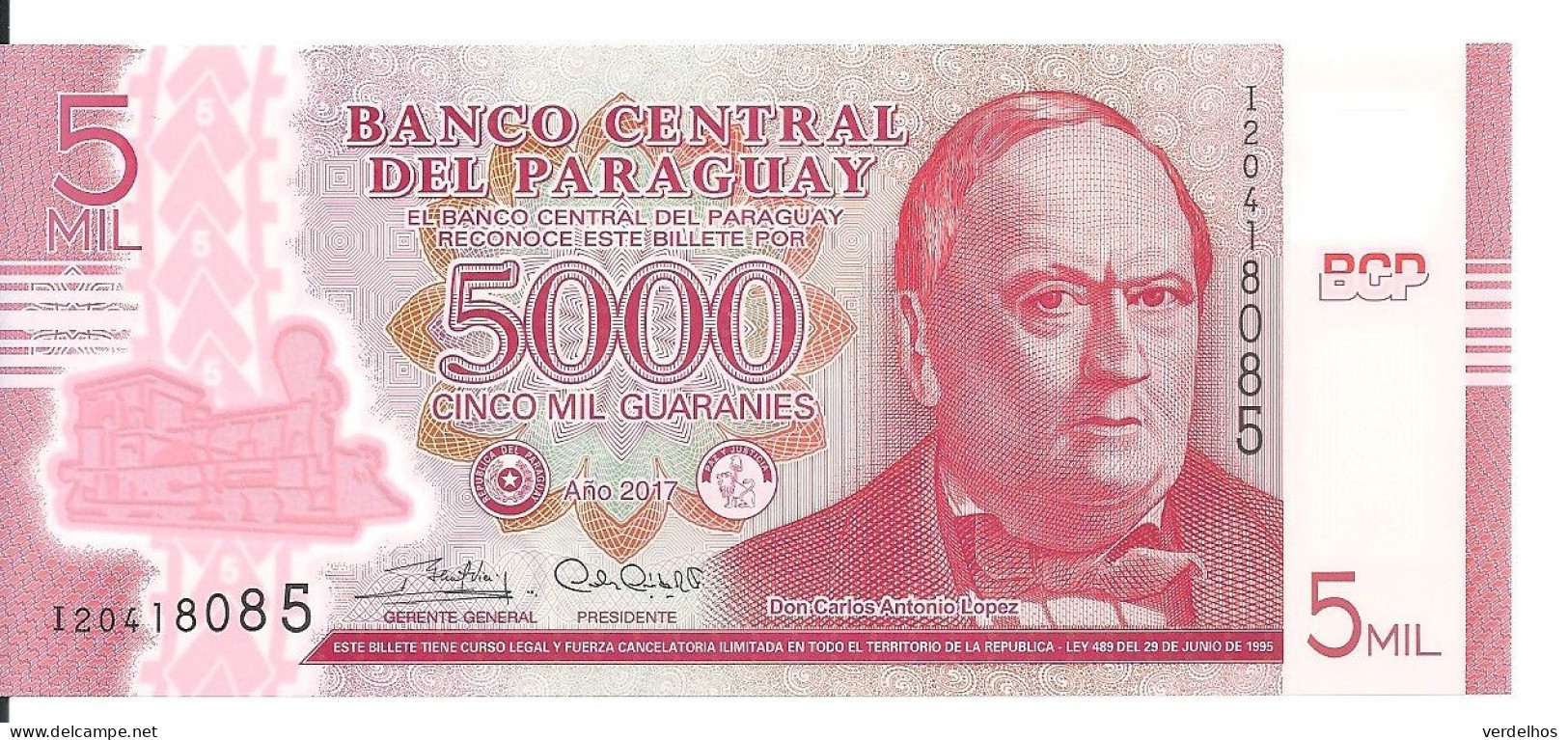 PARAGUAY 5000 GUARANIES 2017 UNC P 234 C - Paraguay