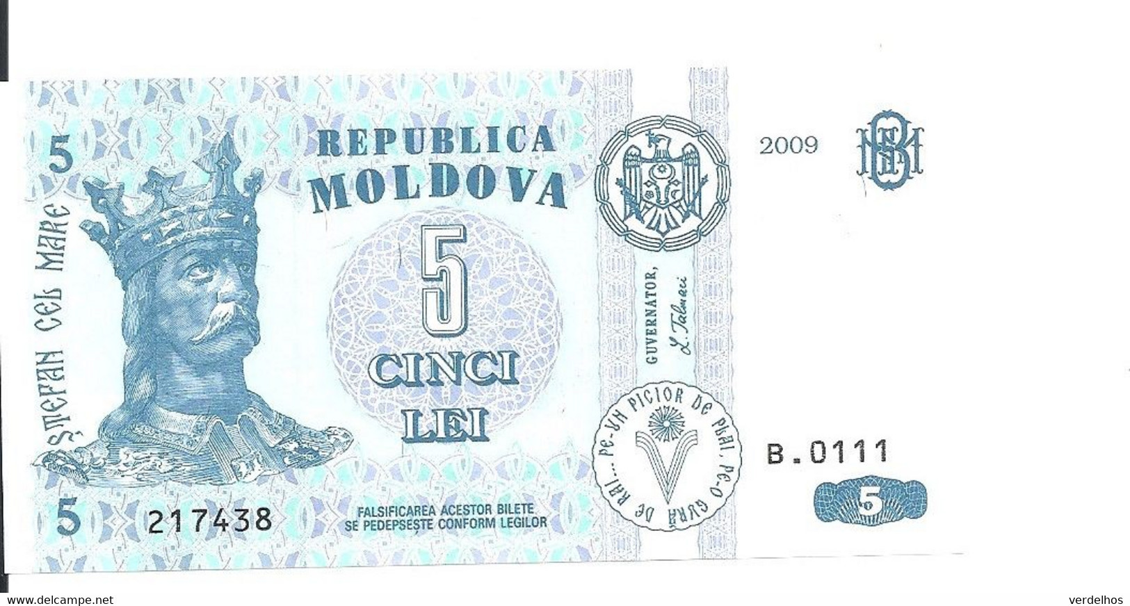 MOLDAVIE 5 LEI 2009 UNC P 9 F - Moldavie