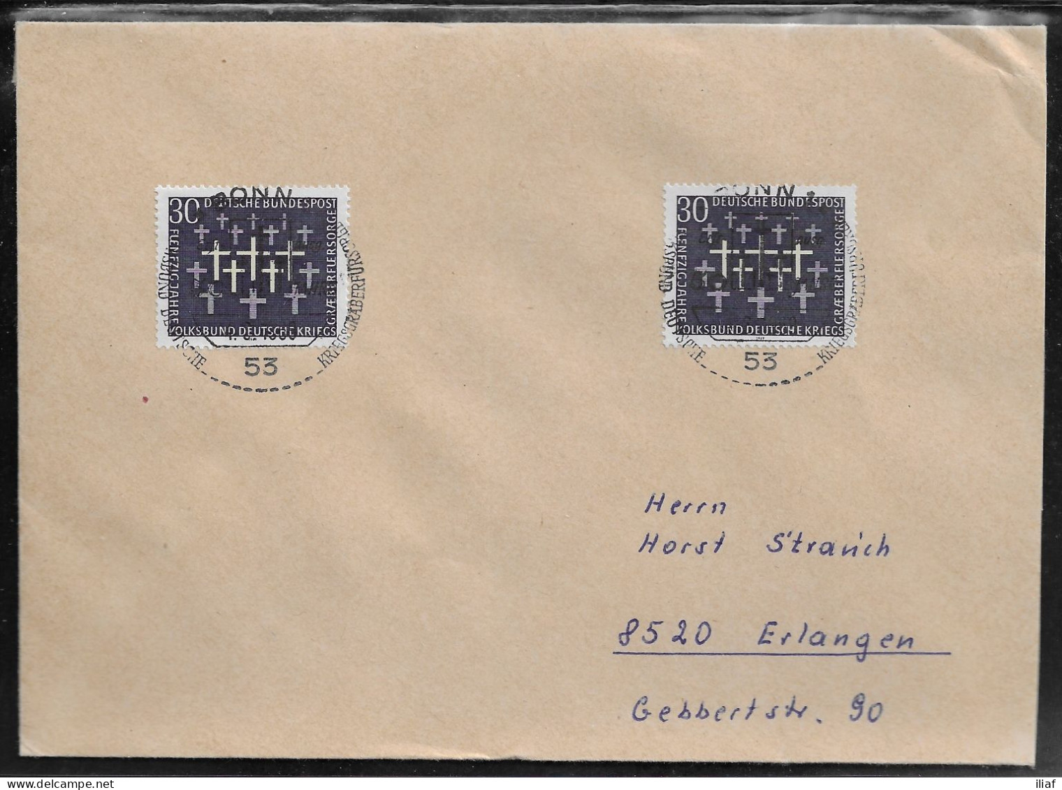 Germany. FDC Sc. 999.   The 50th Anniversary Of The Preservation Of German War Graves.  FDC Cancellation - 1961-1970