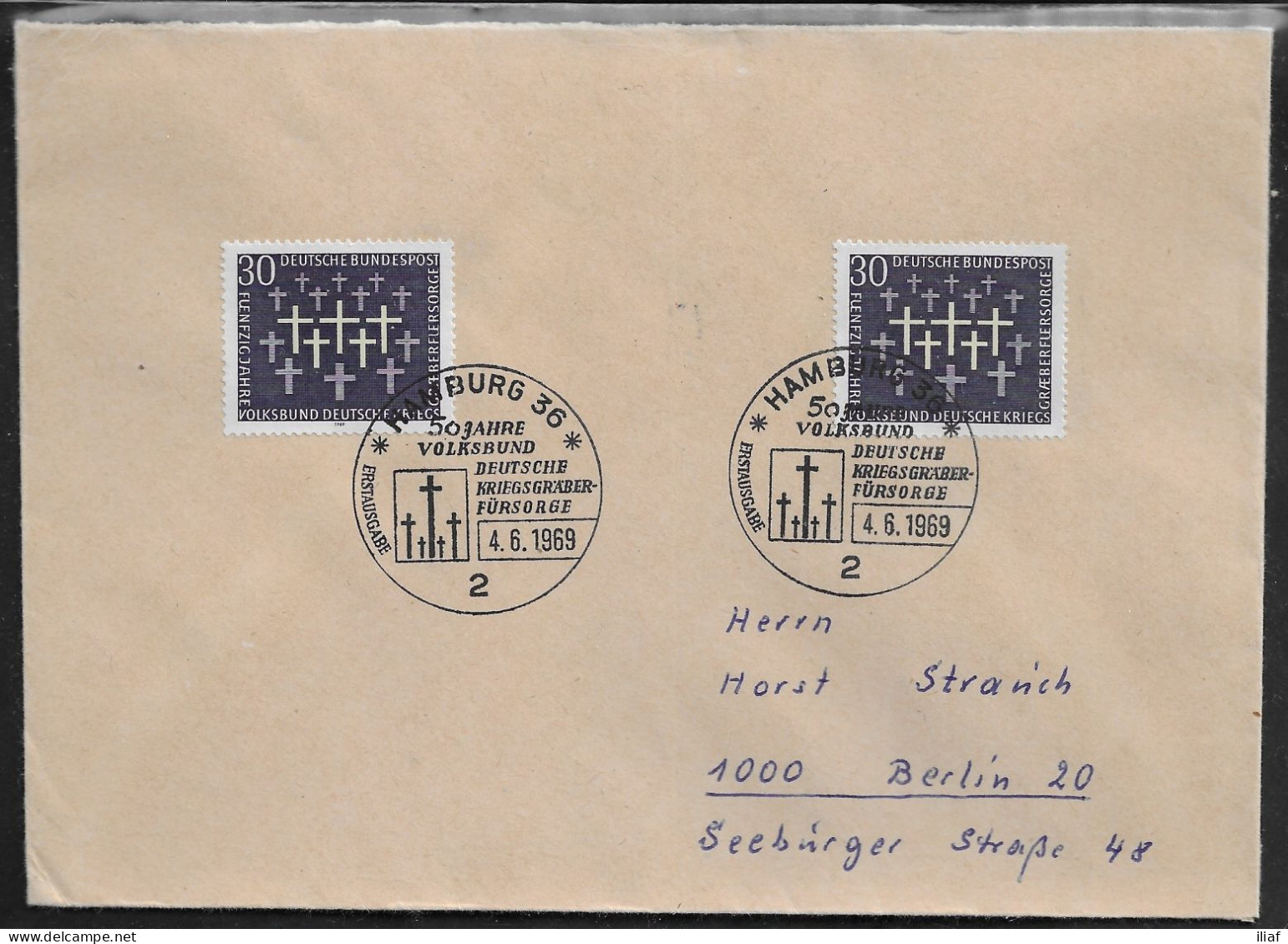 Germany. FDC Sc. 999.   The 50th Anniversary Of The Preservation Of German War Graves.  FDC Cancellation - 1961-1970