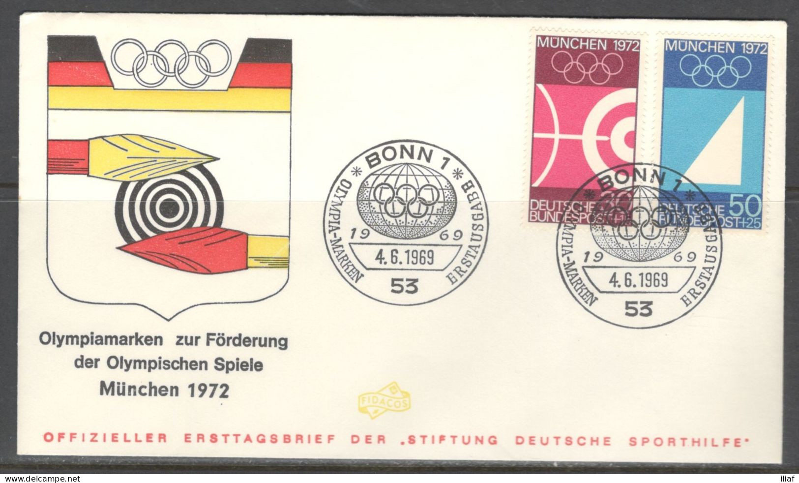 Germany. FDC Sc. B448-B449  The 1972 Summer Olympics - Games Of The XX Olympiad. Archer. FDC Cancellation On FDC Env - 1961-1970