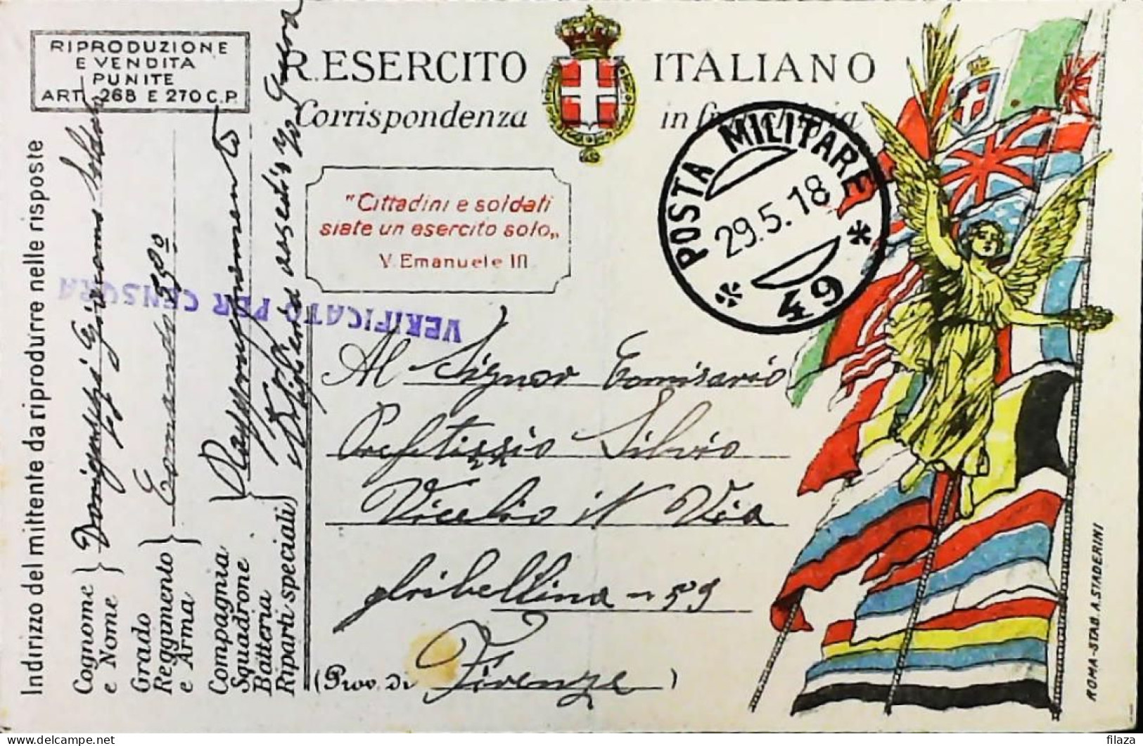 ITALY - WW1 – WWI Posta Militare 1915-1918 – S6550 - Posta Militare (PM)