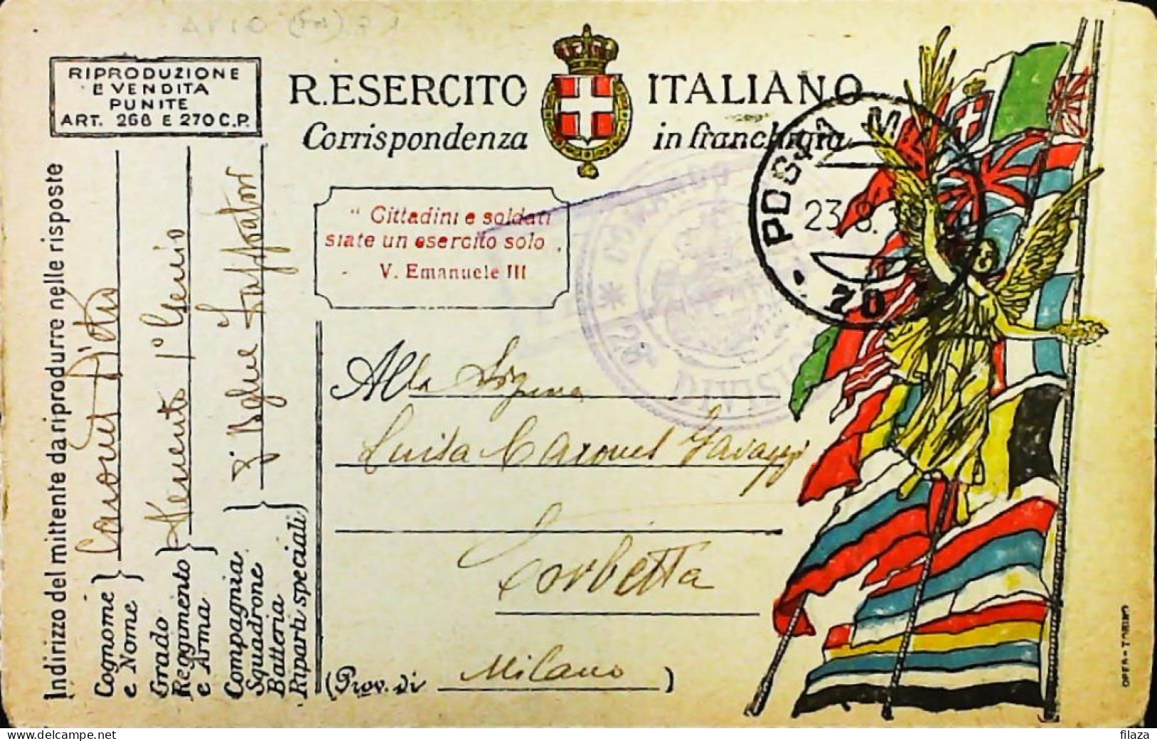 ITALY - WW1 – WWI Posta Militare 1915-1918 – S6555 - Military Mail (PM)