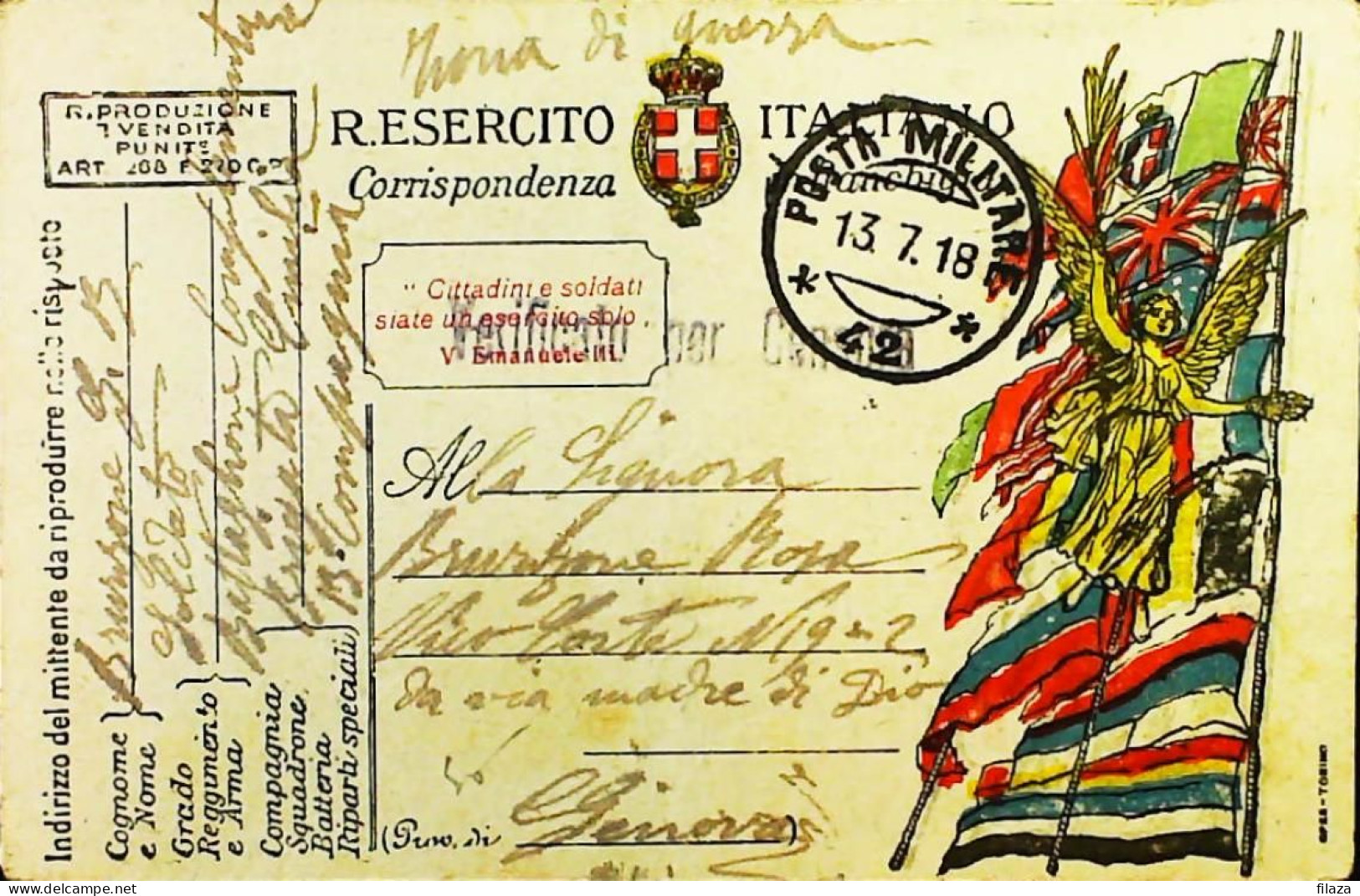 ITALY - WW1 – WWI Posta Militare 1915-1918 – S6547 - Military Mail (PM)
