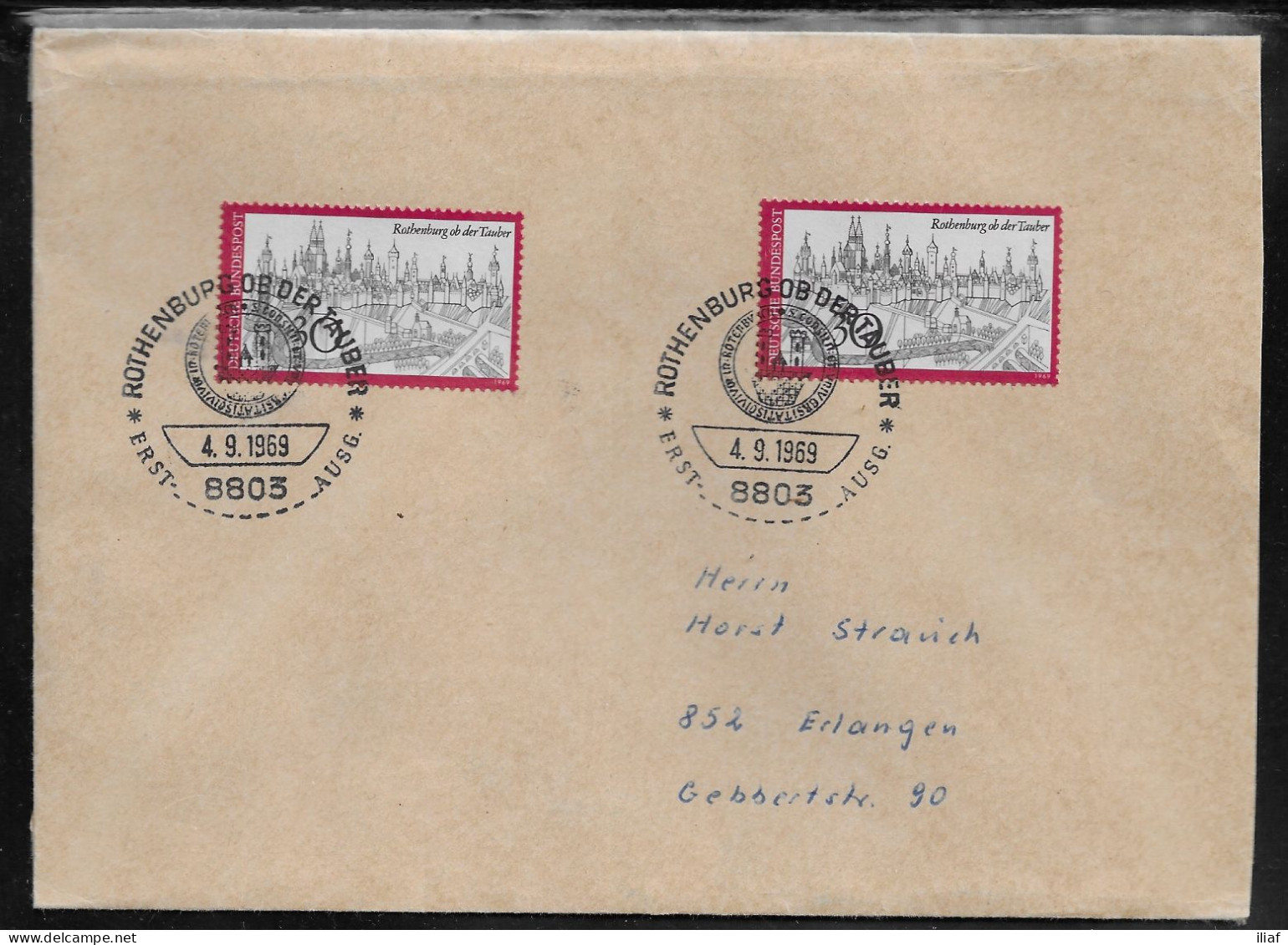 Germany. FDC Sc. 1010.   Rothenburg Ob Der Tauber.  FDC Cancellation - 1961-1970