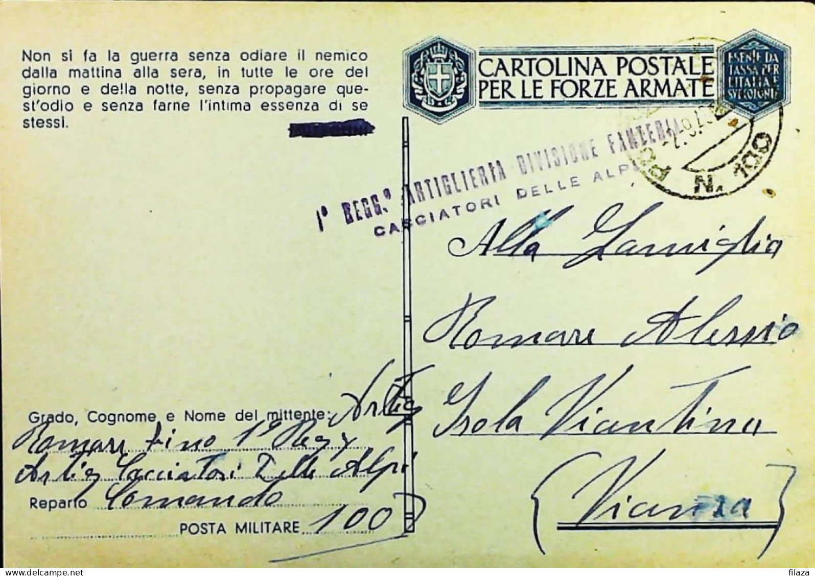 POSTA MILITARE ITALIA IN SLOVENIA  - WWII WW2 - S7392 - Military Mail (PM)