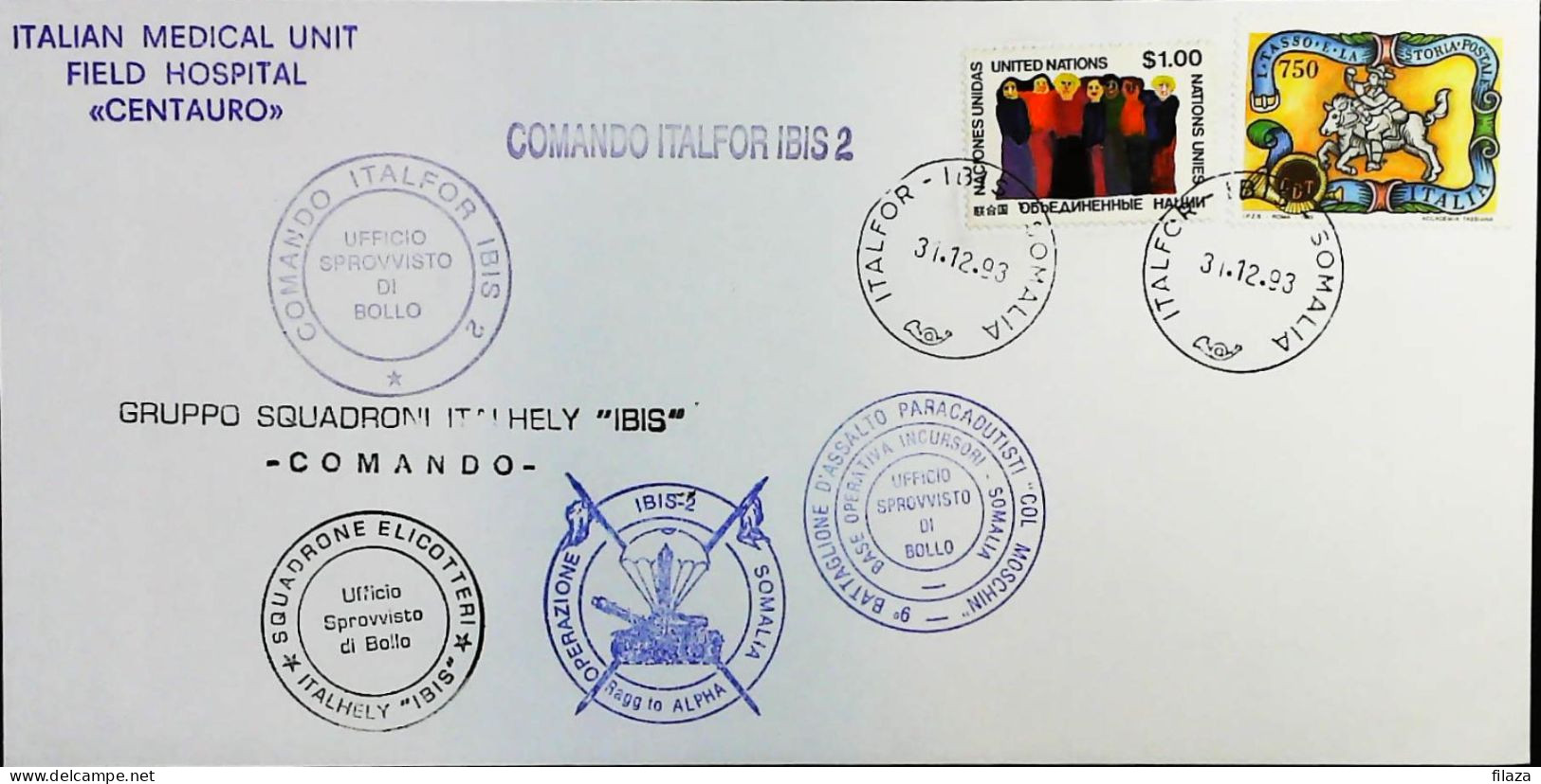 Italy - Military - Army Post Office In Somalia - ONU - ITALFOR - IBIS - Paracadutisti - S6642 - 1991-00: Storia Postale