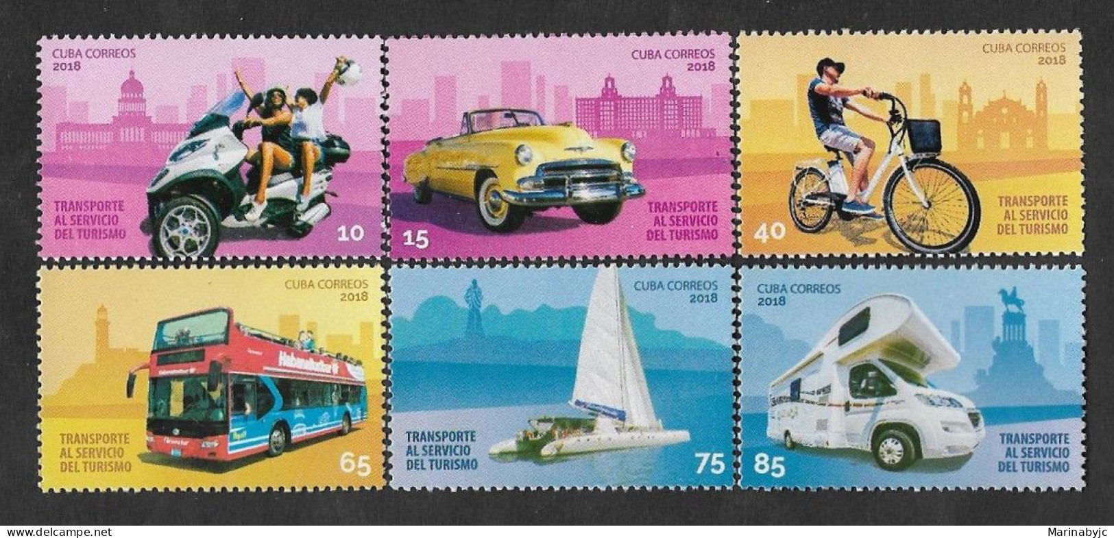 SE)2018 CUBA TRANSPORTATION AT THE SERVICE OF TOURISM, 6 STAMPS MNH - Otros & Sin Clasificación