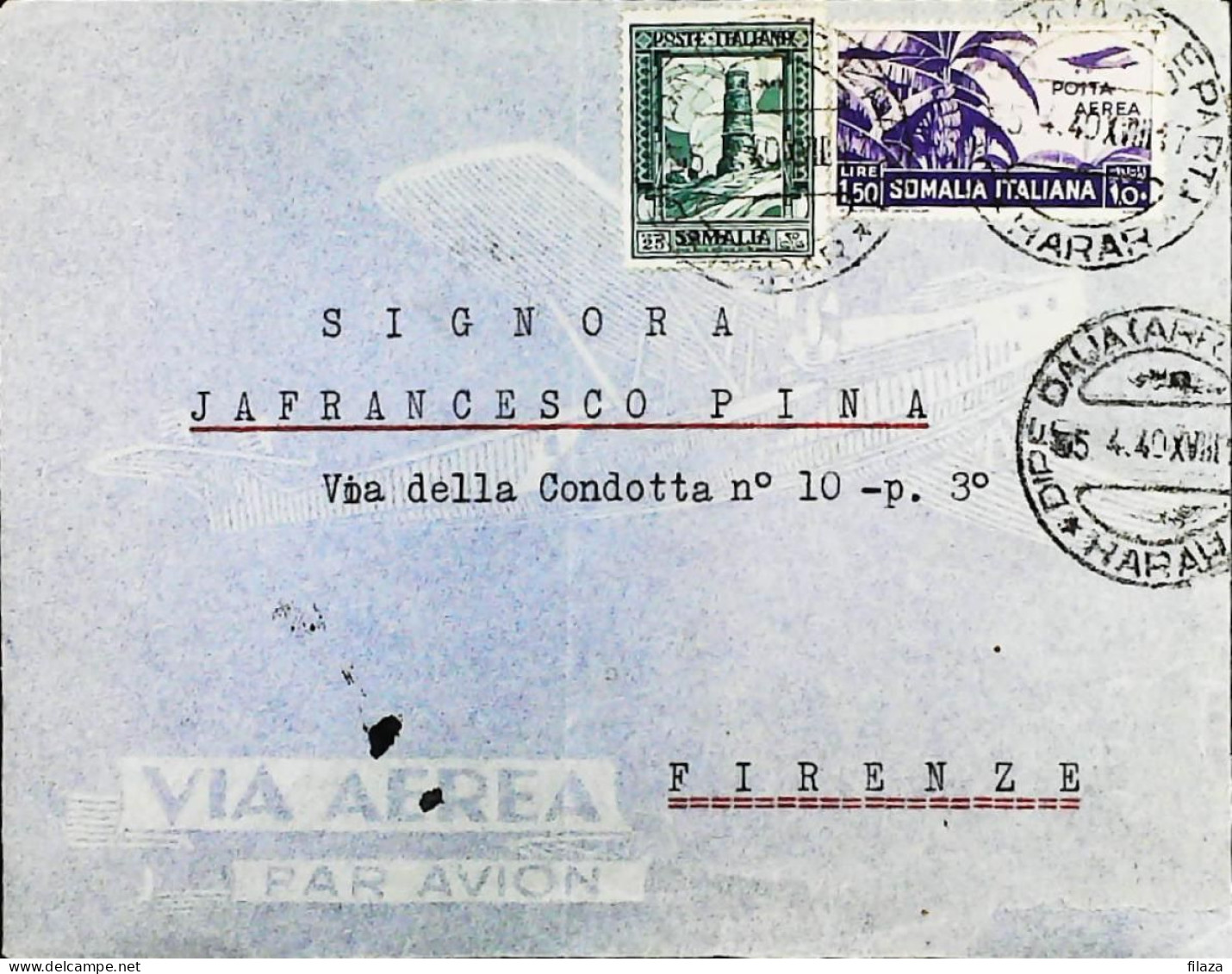 ITALIA - COLONIE -  SOMALIA Lettera Da DIRE DAUA Del 1940- S6207 - Somalia