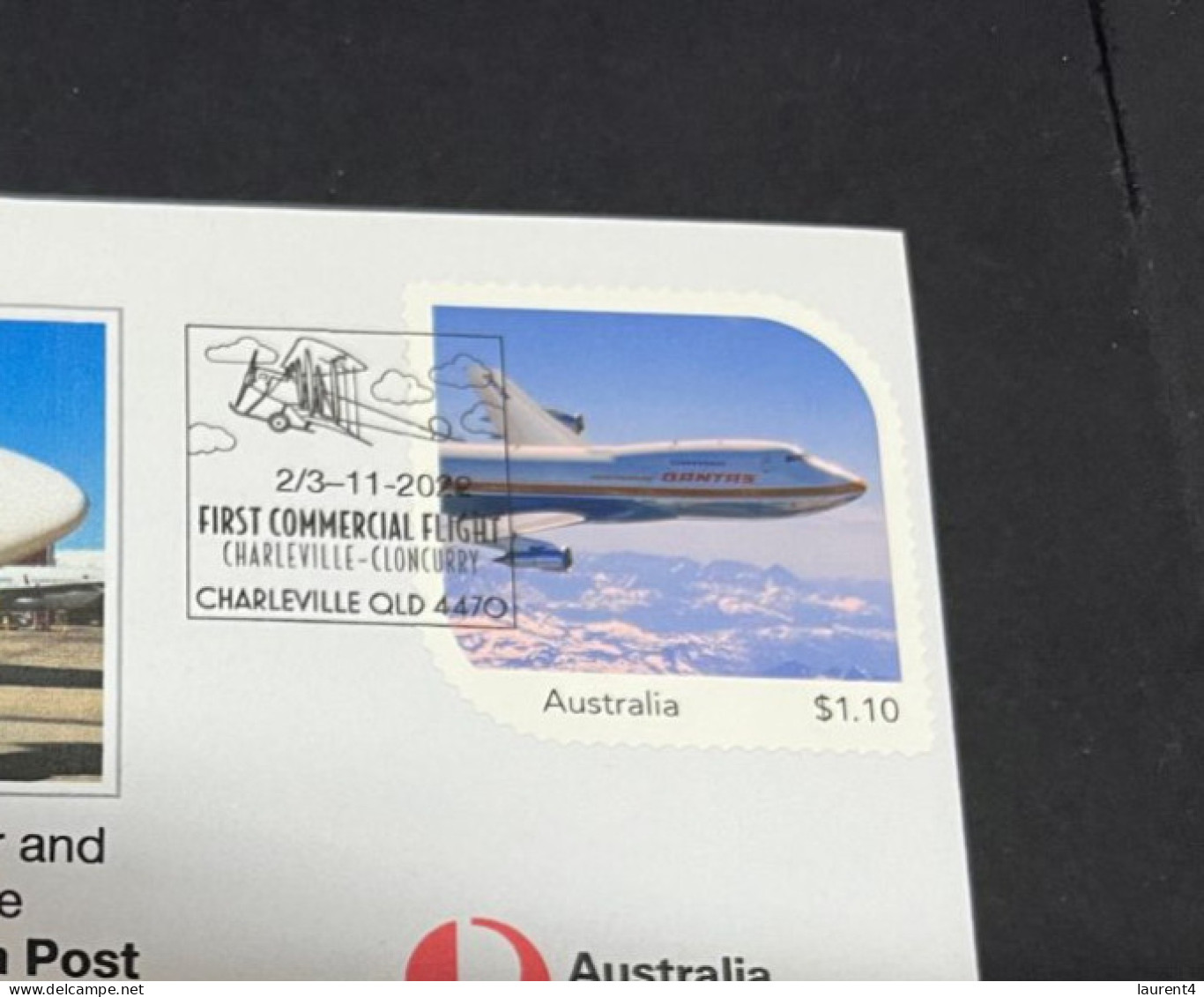 25-3-2024 (4 Y 2) QANTAS & Australia  Post Centenary - QANTAS Aircraft Stamp From Special Centenary Folder - Brieven En Documenten